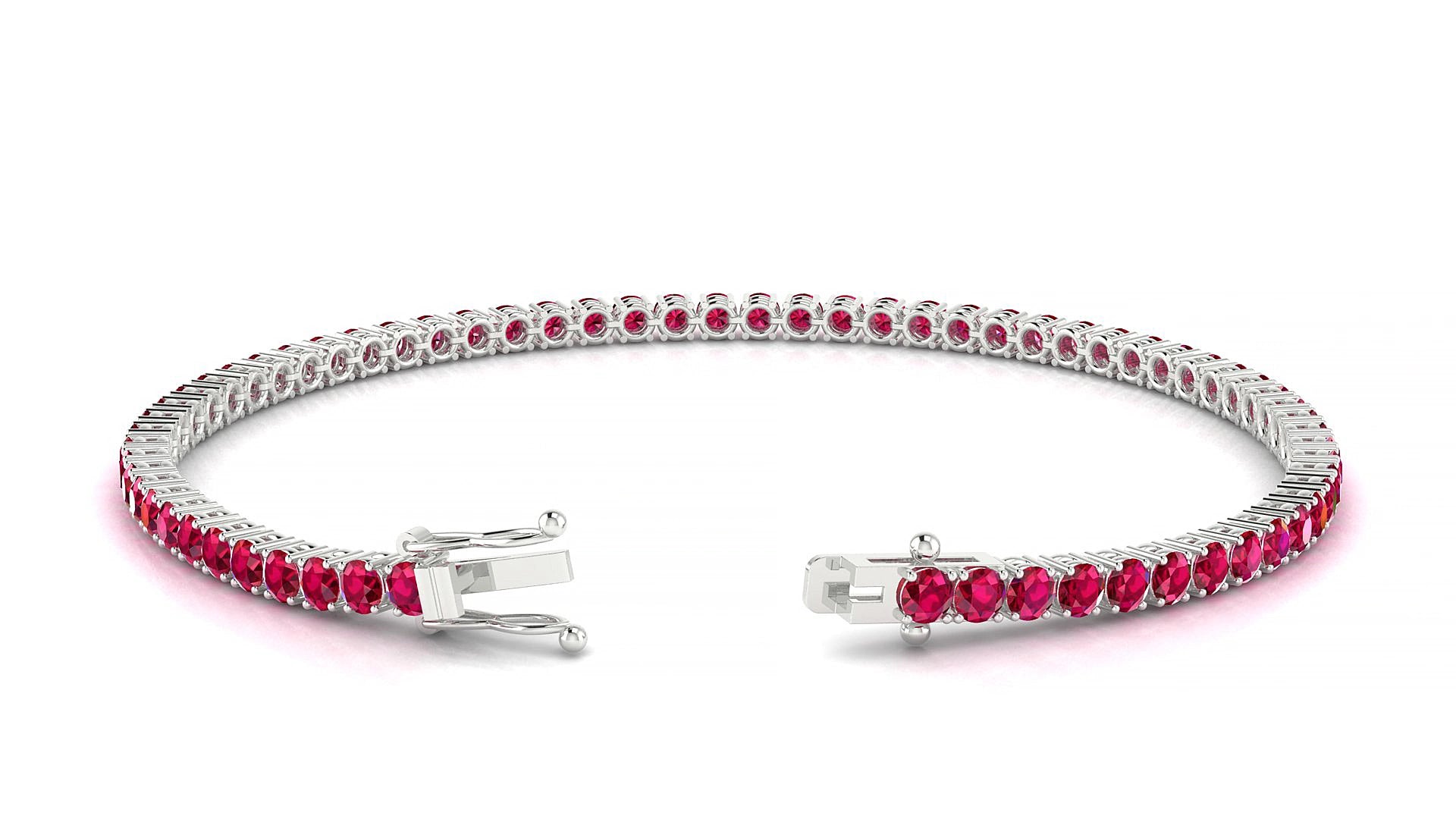 Capri | 18k White Gold 2.5 mm Round Natural Ruby 15 cm Tennis Bracelet