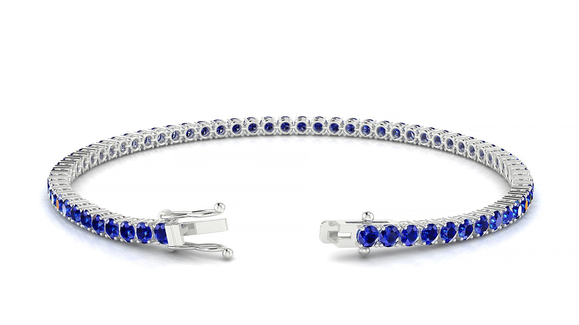 Capri | 18k White Gold 2.5 mm Round Natural Sapphire 15 cm Tennis Bracelet