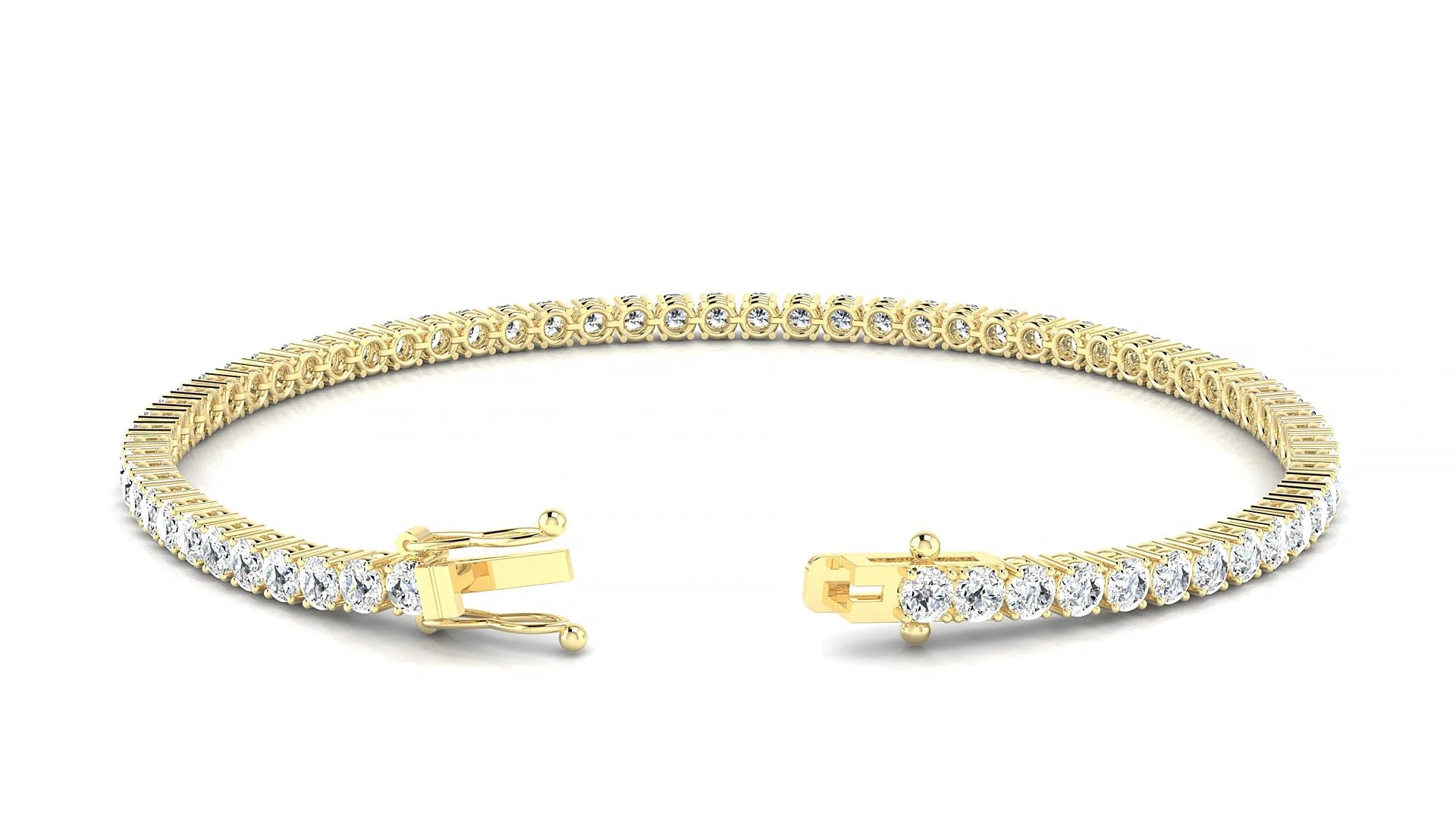 Capri | 18k Yellow Gold 2.5 mm Round Lab-Grown Diamond 18 cm Tennis Bracelet