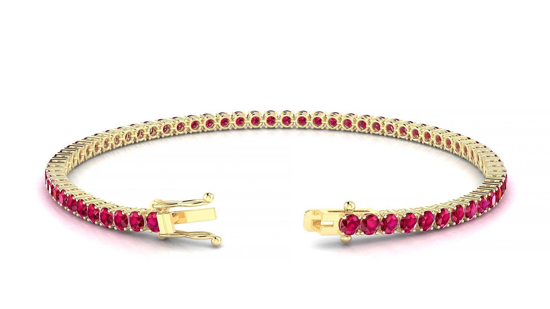 Capri | 18k Yellow Gold 2.5 mm Round Natural Ruby 15 cm Tennis Bracelet
