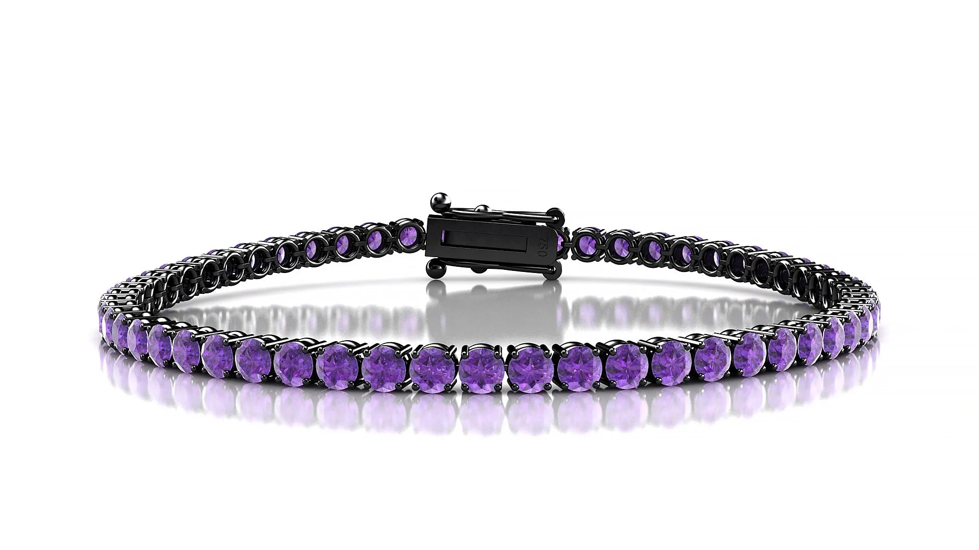 Capri | 18k Black Gold 3 mm Round Natural Amethyst Tennis Bracelet