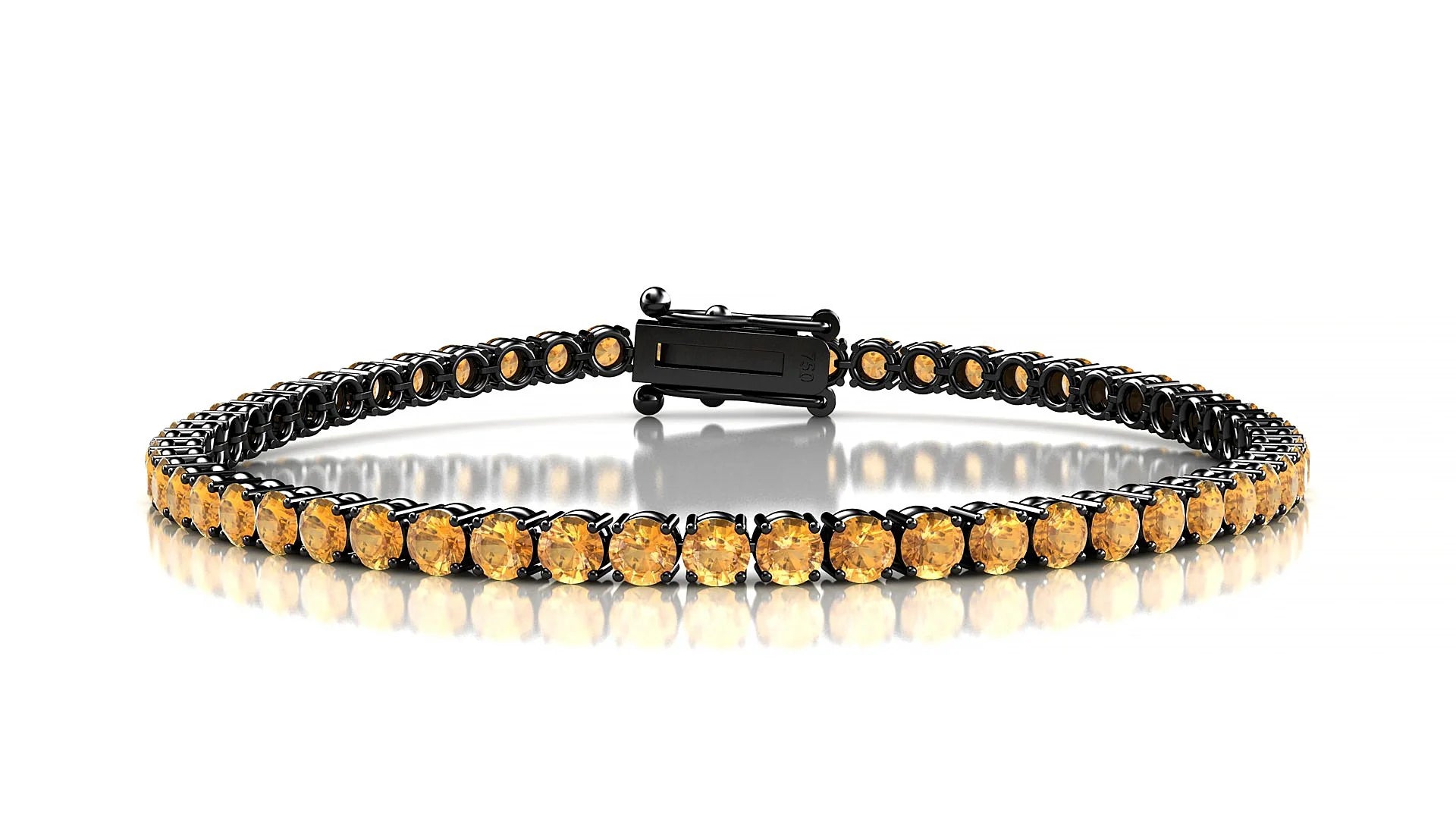 Capri | 18k Black Gold 3 mm Round Natural Citrine Tennis Bracelet