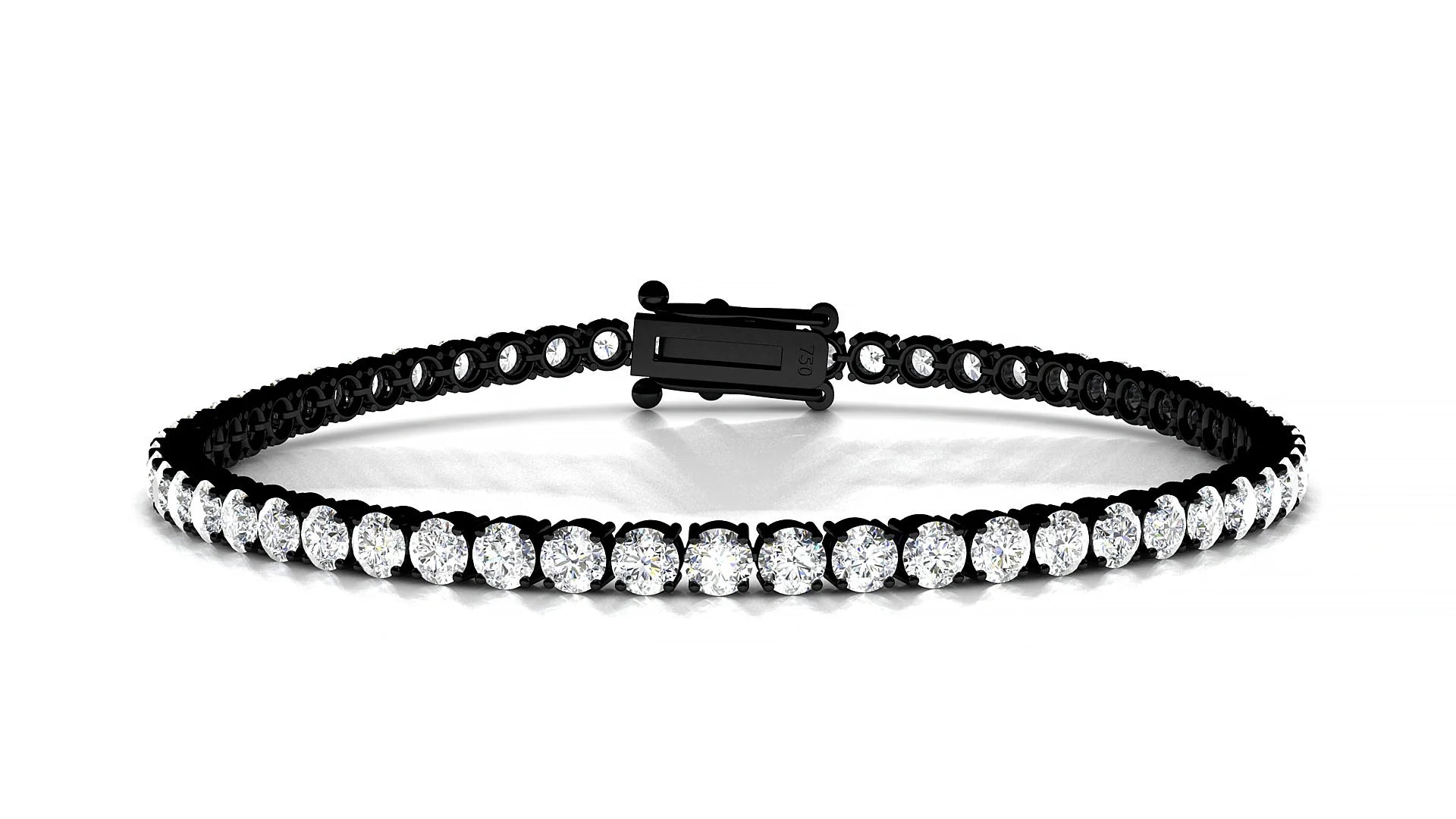 Capri | 18k Black Gold 3 mm Round Lab-Grown Diamond 18 cm Tennis Bracelet