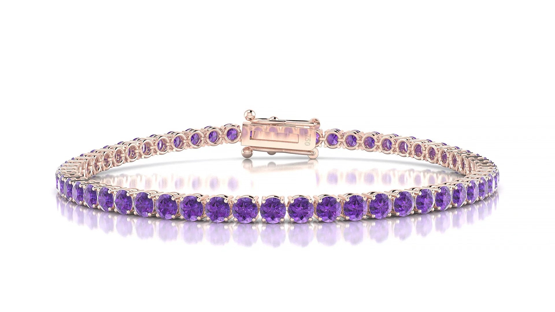 Capri | 18k Rose Gold 3 mm Round Natural Amethyst Tennis Bracelet