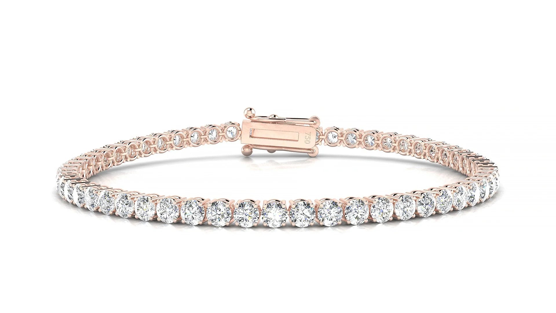 Capri | 18k Rose Gold 3 mm Round Lab-Grown Diamond 18 cm Tennis Bracelet