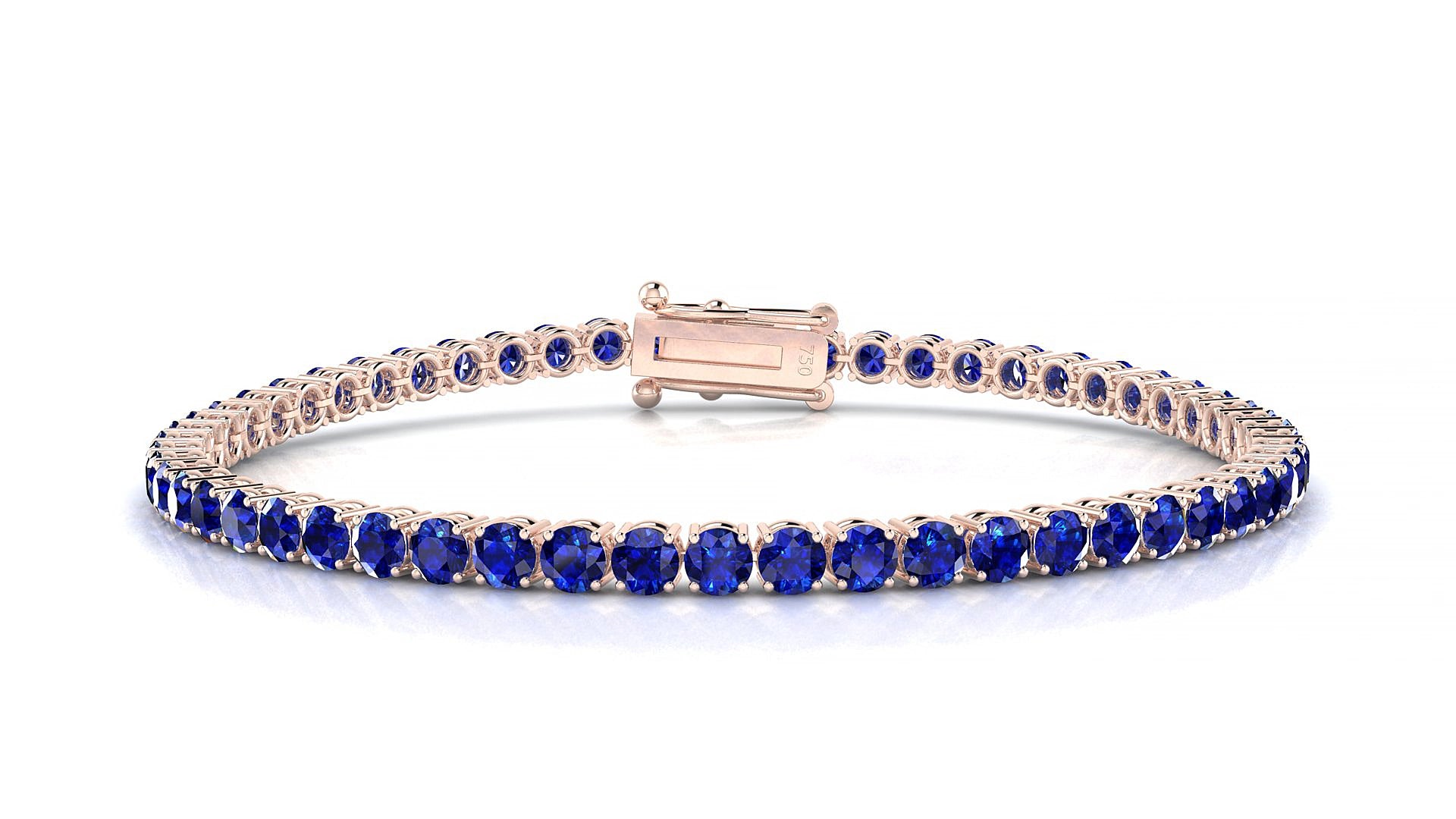 Capri | 18k Rose Gold 3 mm Round Natural Sapphire 17 cm Tennis Bracelet