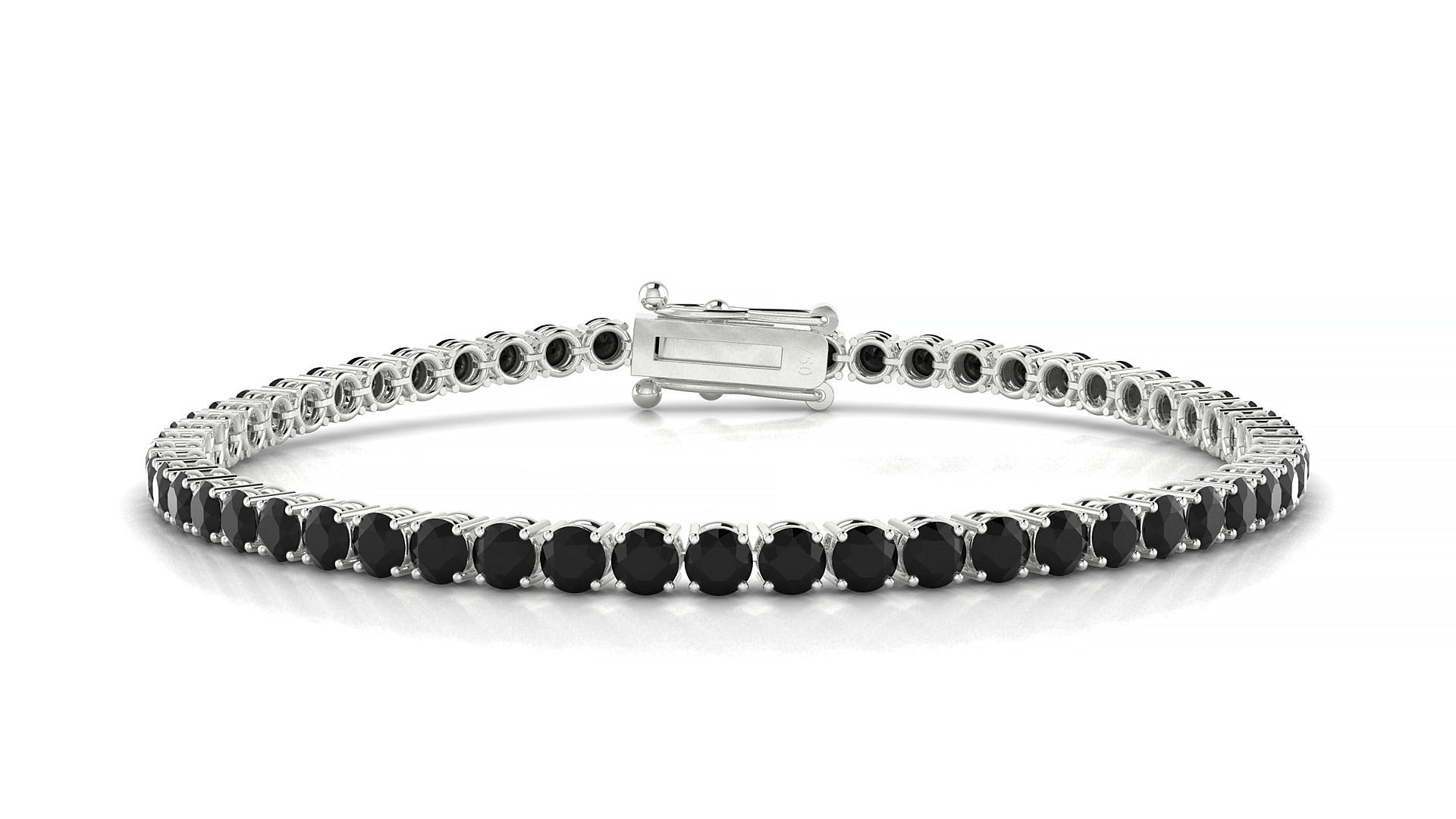 Capri | 18k White Gold 3 mm Round Natural Black Diamond Tennis Bracelet