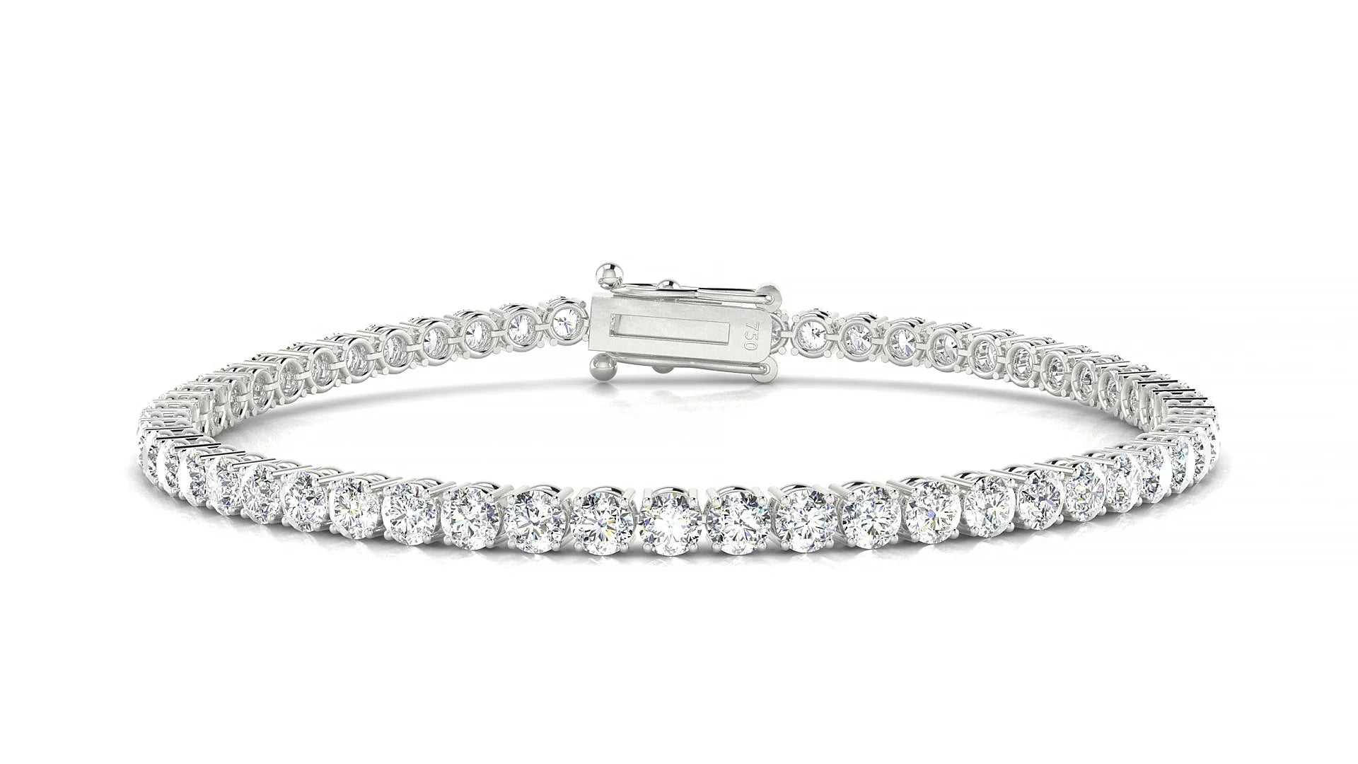 Capri | 18k White Gold 3 mm Round Lab-Grown Diamond 18 cm Tennis Bracelet