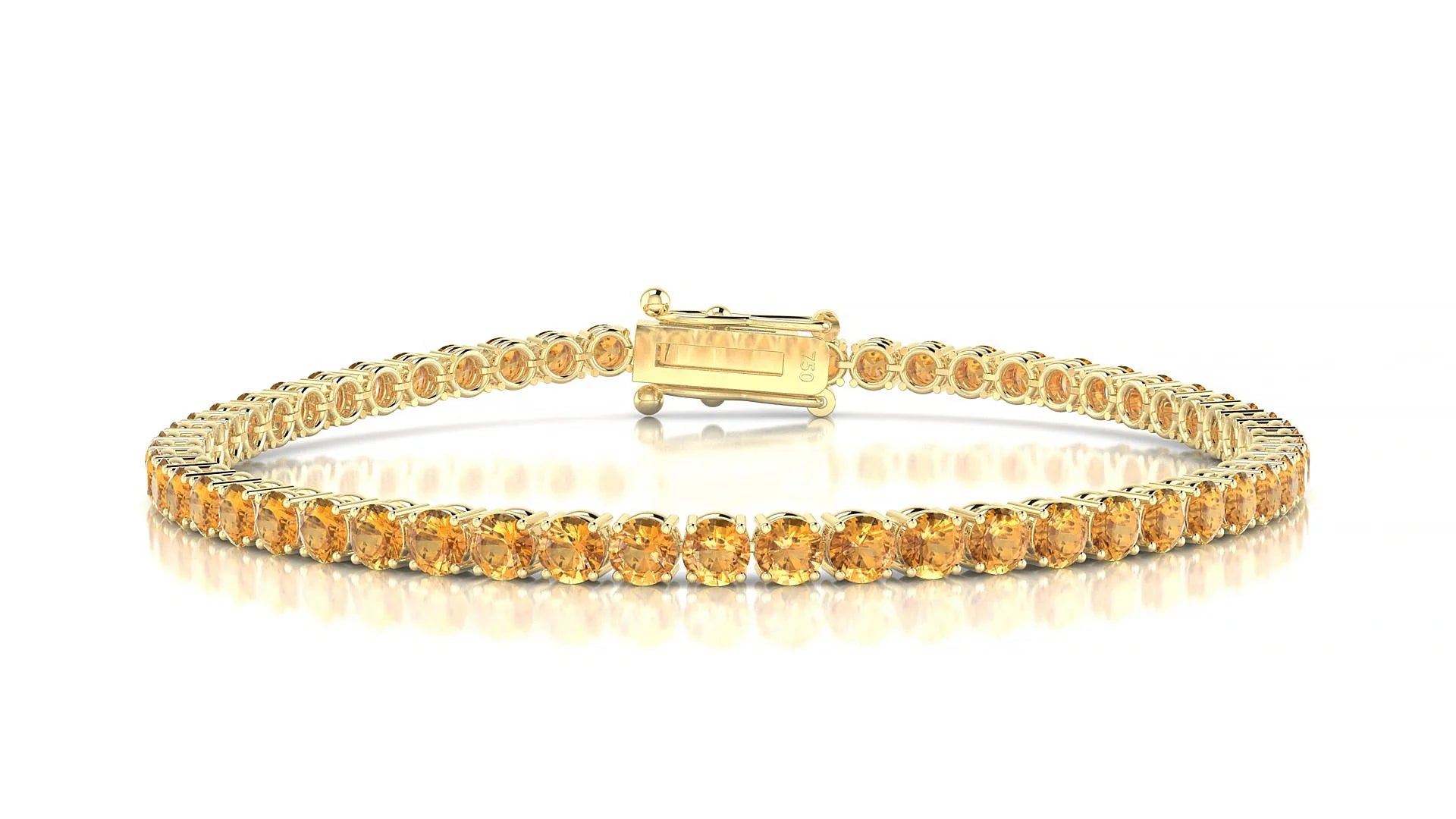 Capri | 18k Yellow Gold 3 mm Round Natural Citrine Tennis Bracelet