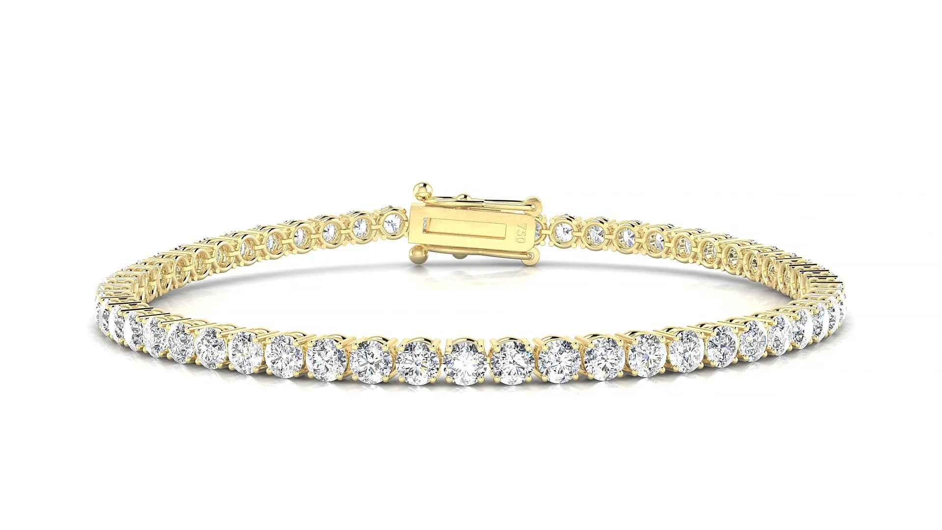 Capri | 18k Yellow Gold 3 mm Round Lab-Grown Diamond 18 cm Tennis Bracelet