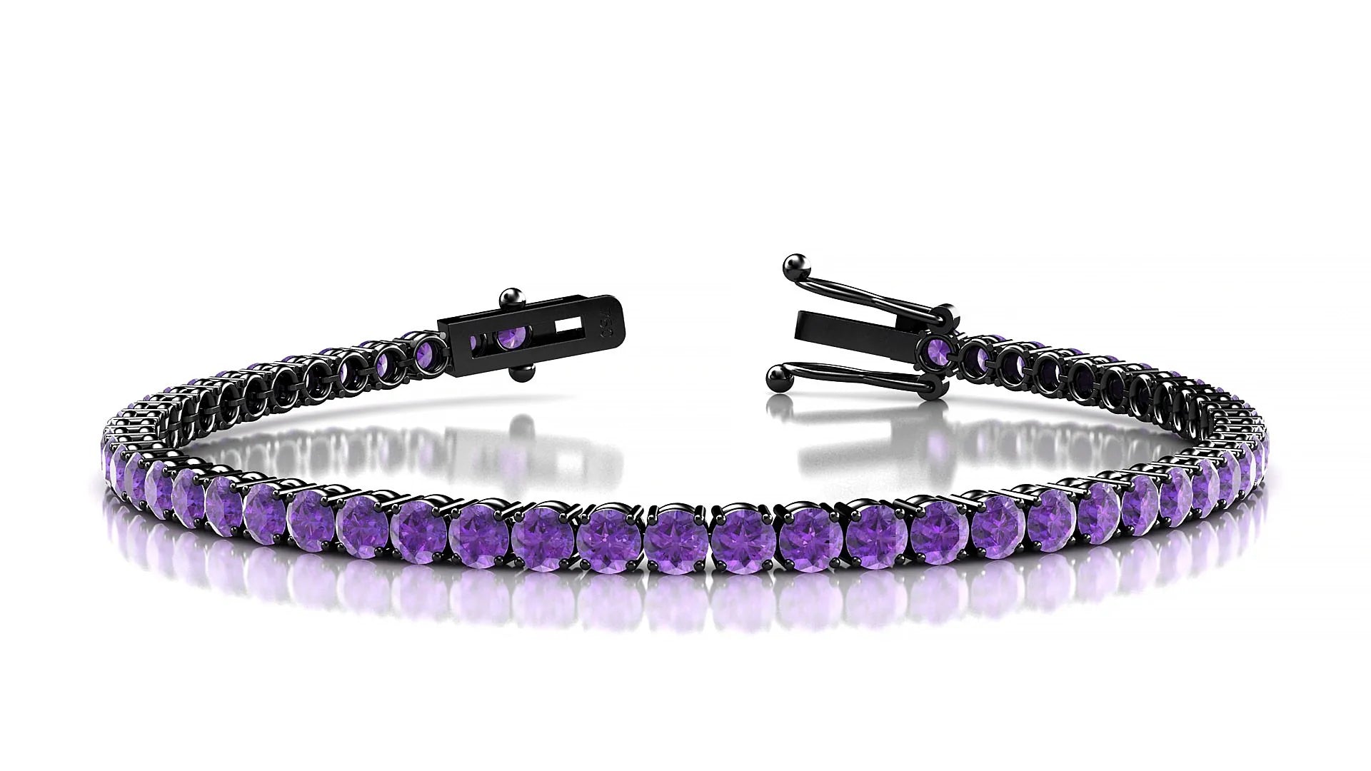Capri | 18k Black Gold 3 mm Round Natural Amethyst Tennis Bracelet