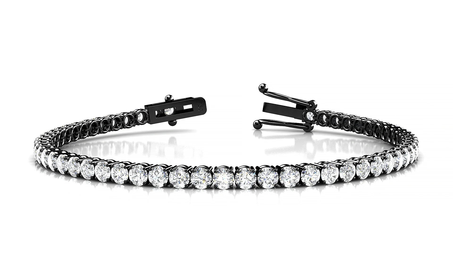 Capri | 18k Black Gold 3 mm Round Lab-Grown Diamond 18 cm Tennis Bracelet