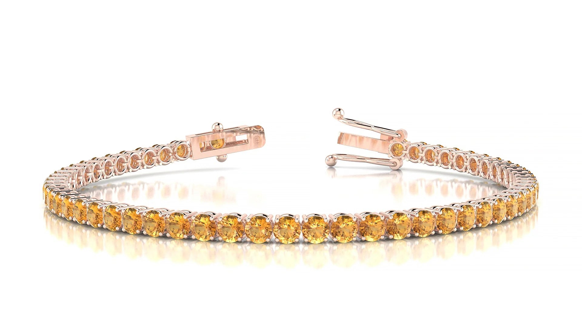 Capri | 18k Rose Gold 3 mm Round Natural Citrine Tennis Bracelet