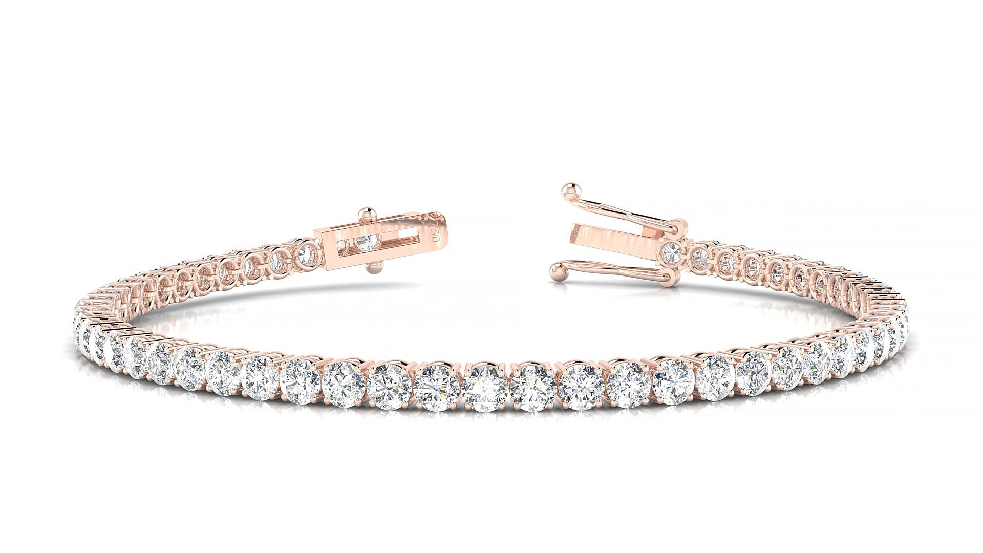 Capri | 18k Rose Gold 3 mm Round Natural Diamond 15 cm Tennis Bracelet