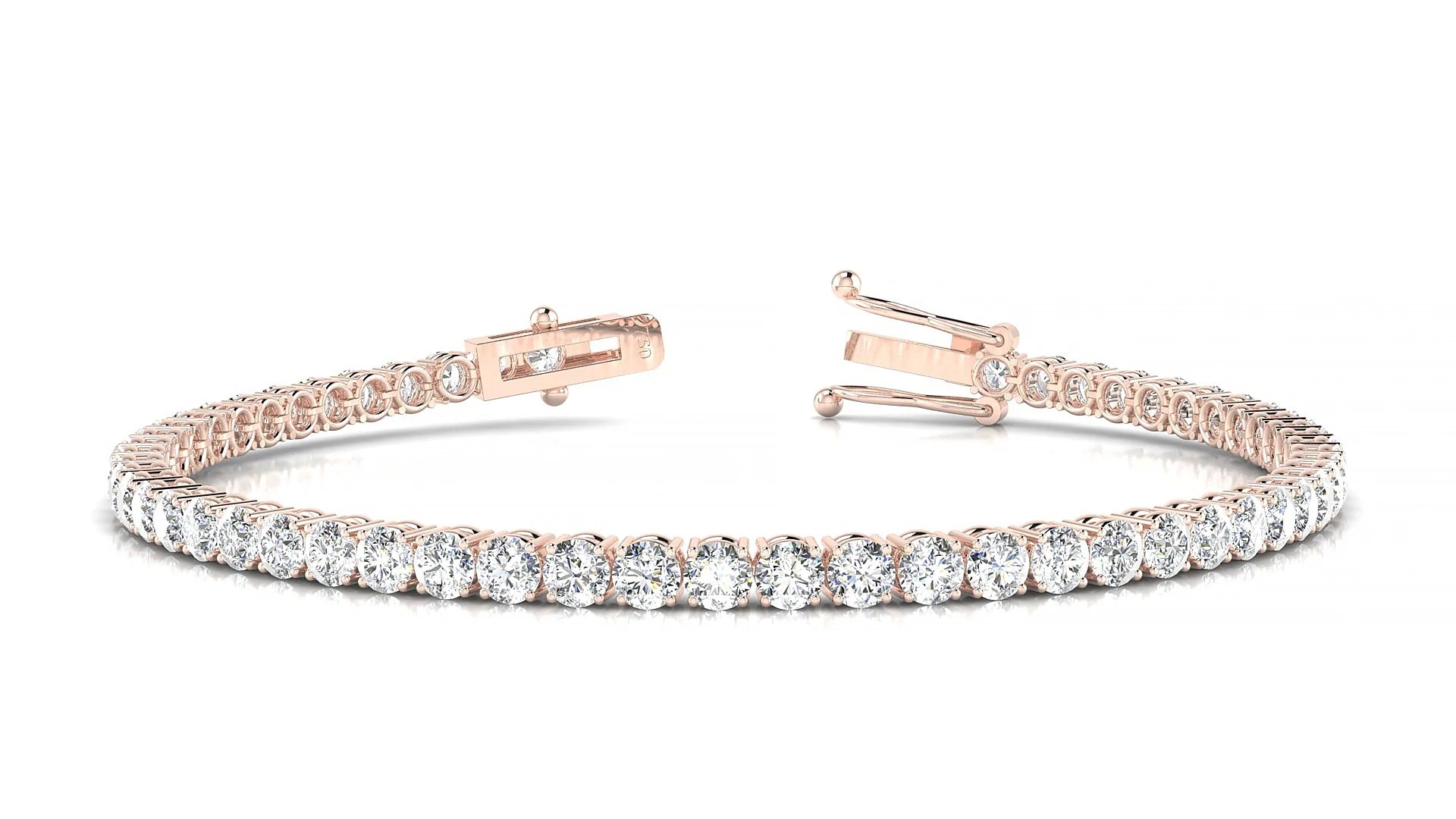 Capri | 18k Rose Gold 3 mm Round Lab-Grown Diamond 18 cm Tennis Bracelet