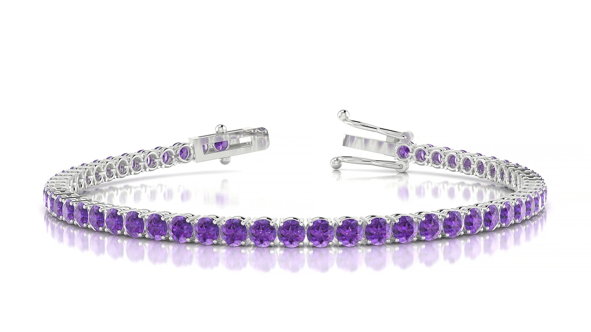 Capri | 18k White Gold 3 mm Round Natural Amethyst Tennis Bracelet