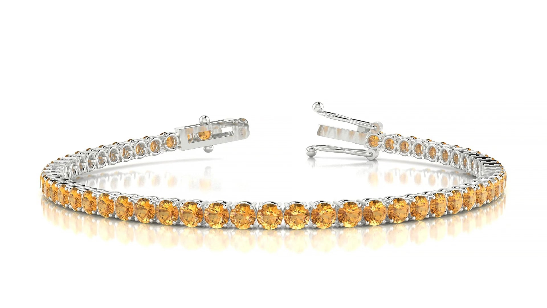 Capri | 18k White Gold 3 mm Round Natural Citrine Tennis Bracelet