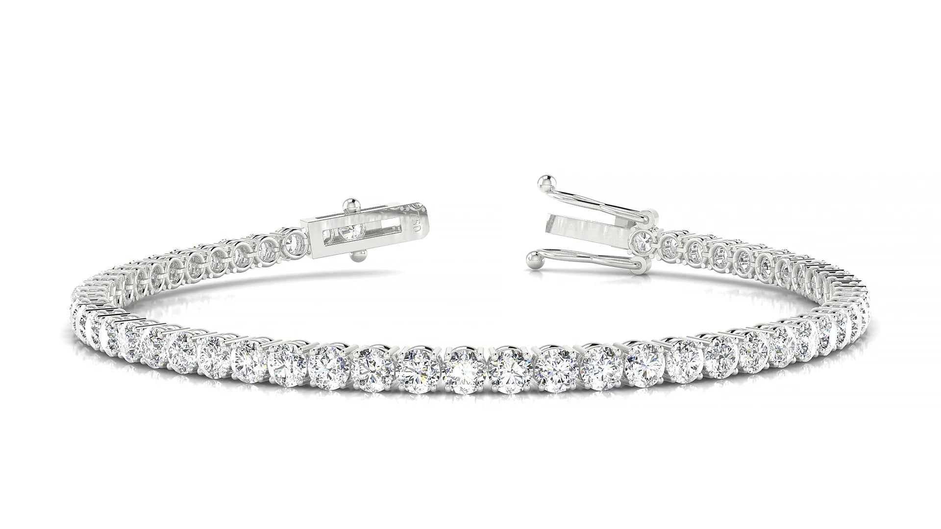 Capri | 18k White Gold 3 mm Round Lab-Grown Diamond 18 cm Tennis Bracelet