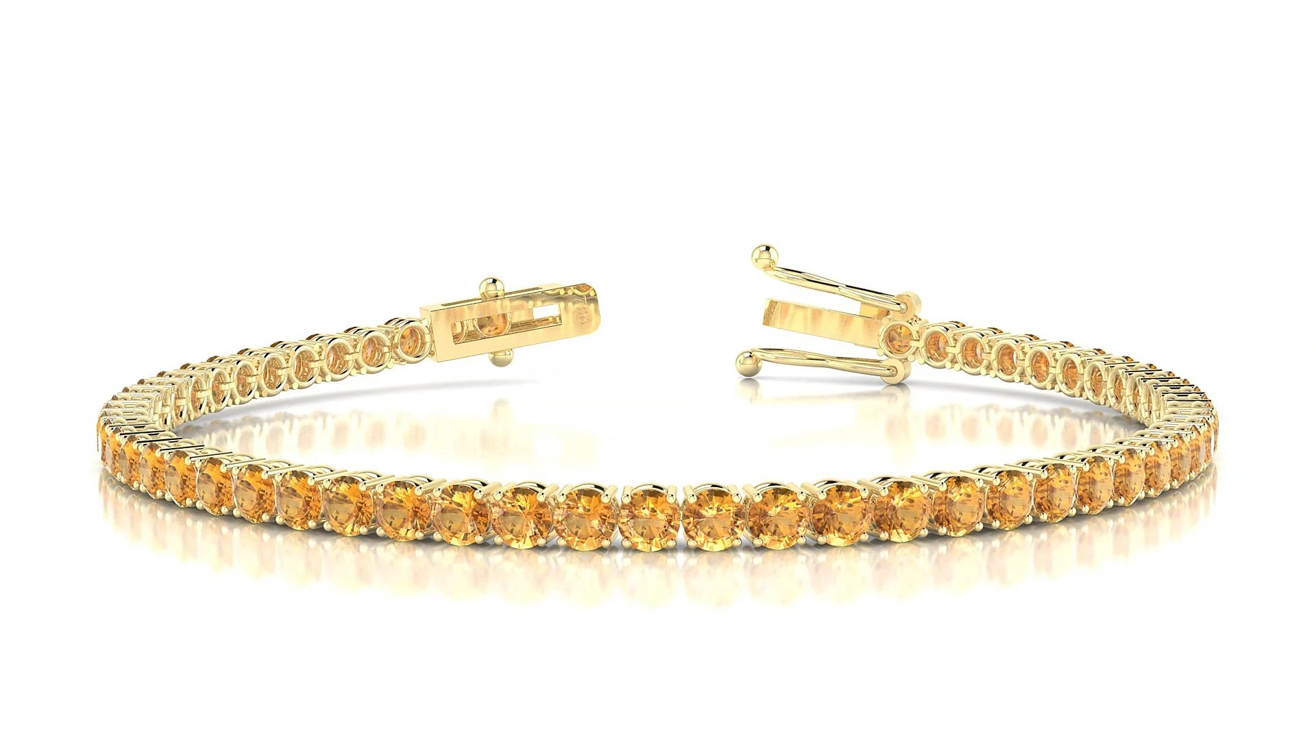 Capri | 18k Yellow Gold 3 mm Round Natural Citrine Tennis Bracelet