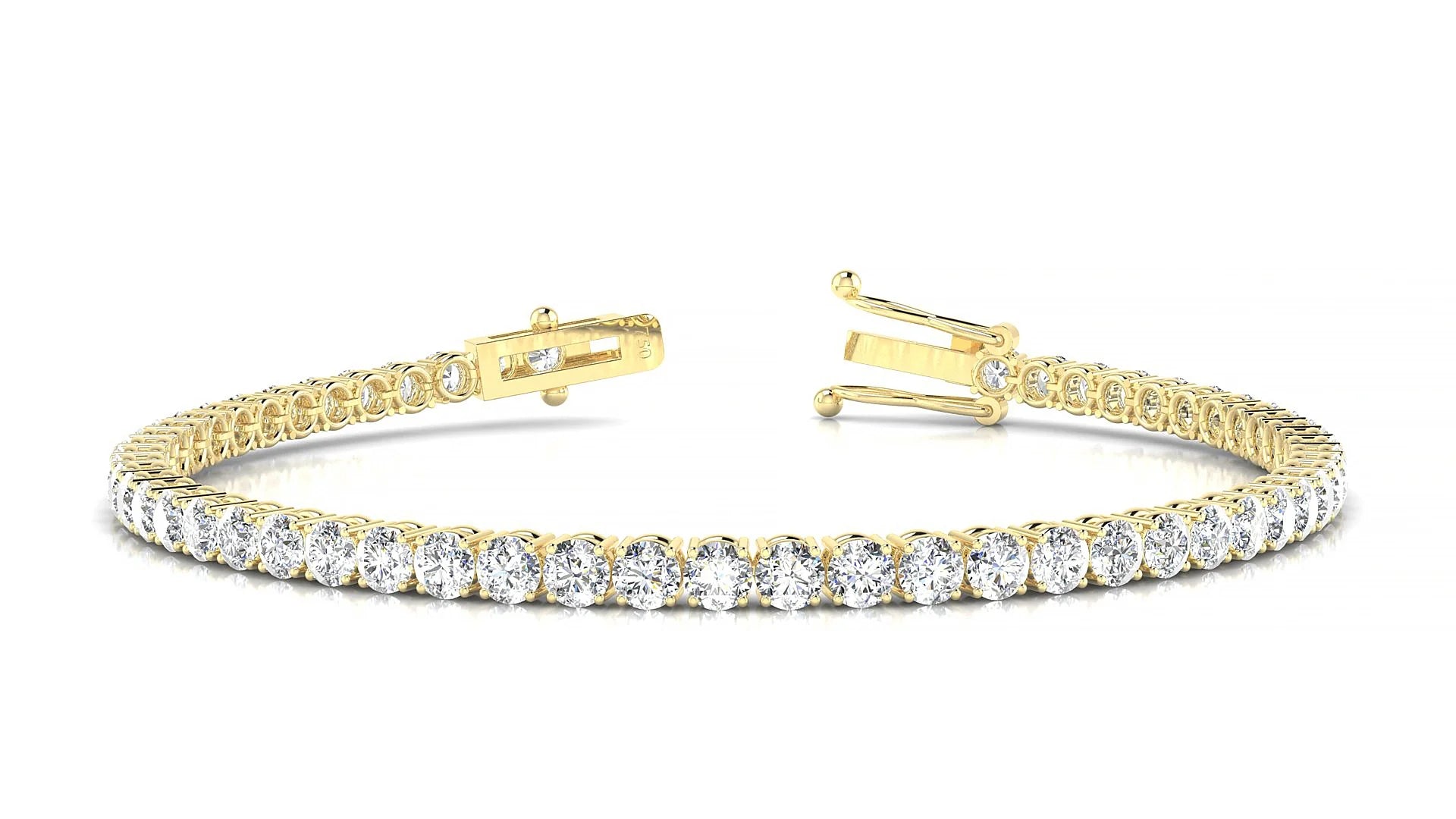 Capri | 18k Yellow Gold 3 mm Round Lab-Grown Diamond 18 cm Tennis Bracelet