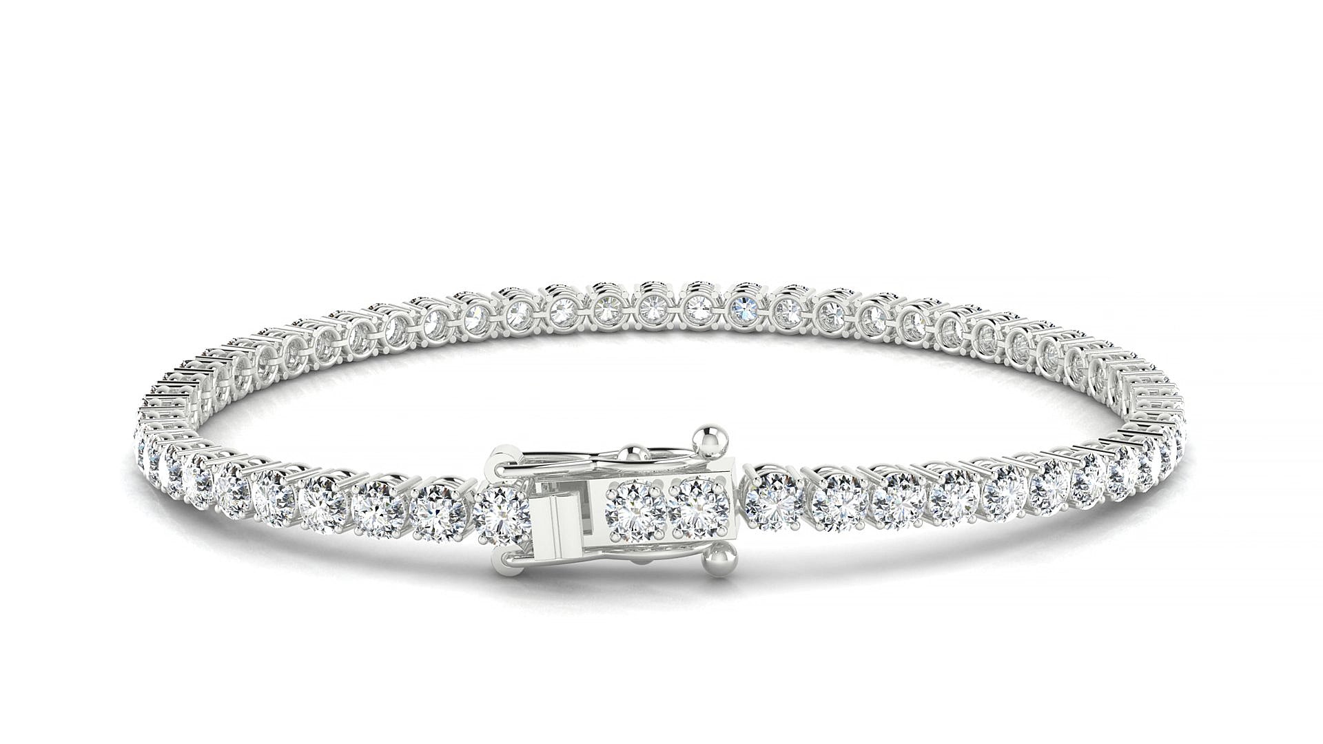 Capri | 18k White Gold 3 mm Round Lab-Grown Diamond 15 cm Tennis Bracelet