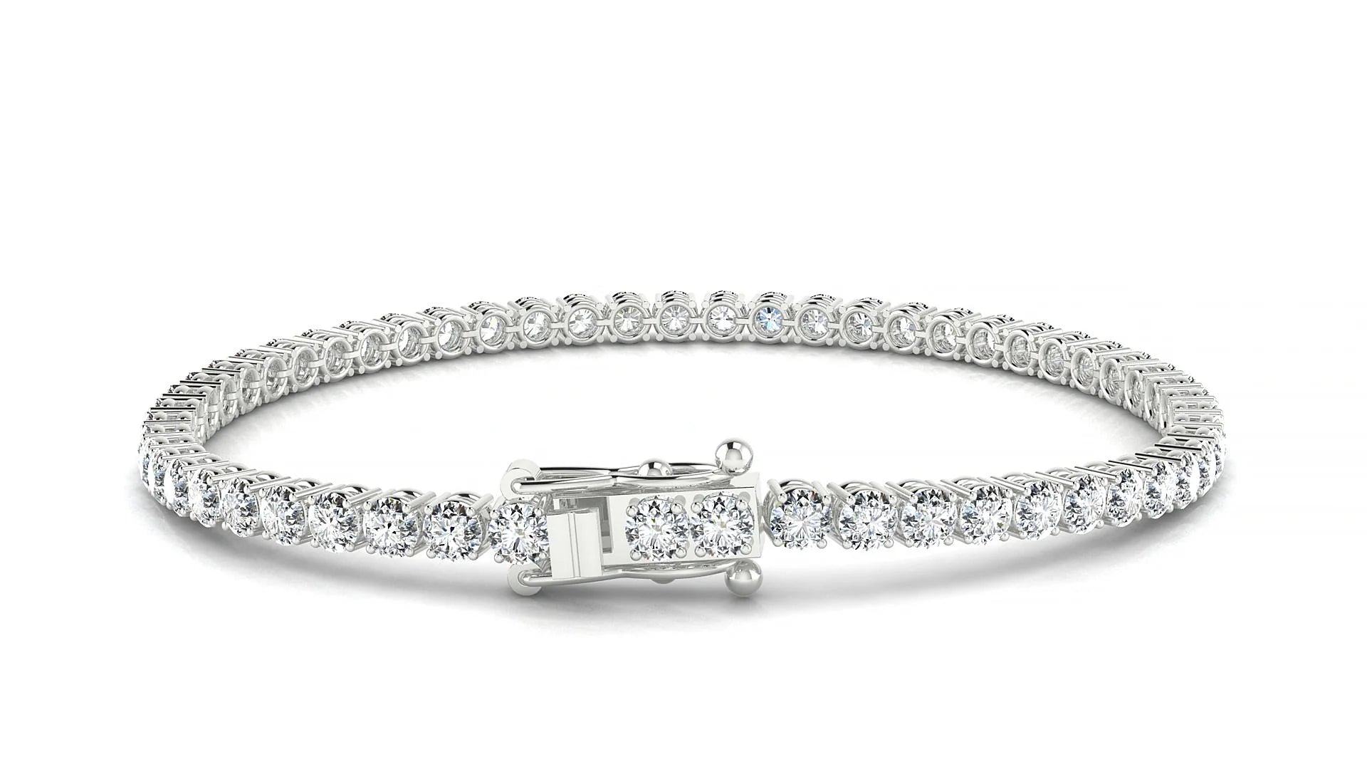 Capri | 18k White Gold 3 mm Round Lab-Grown Diamond 18 cm Tennis Bracelet