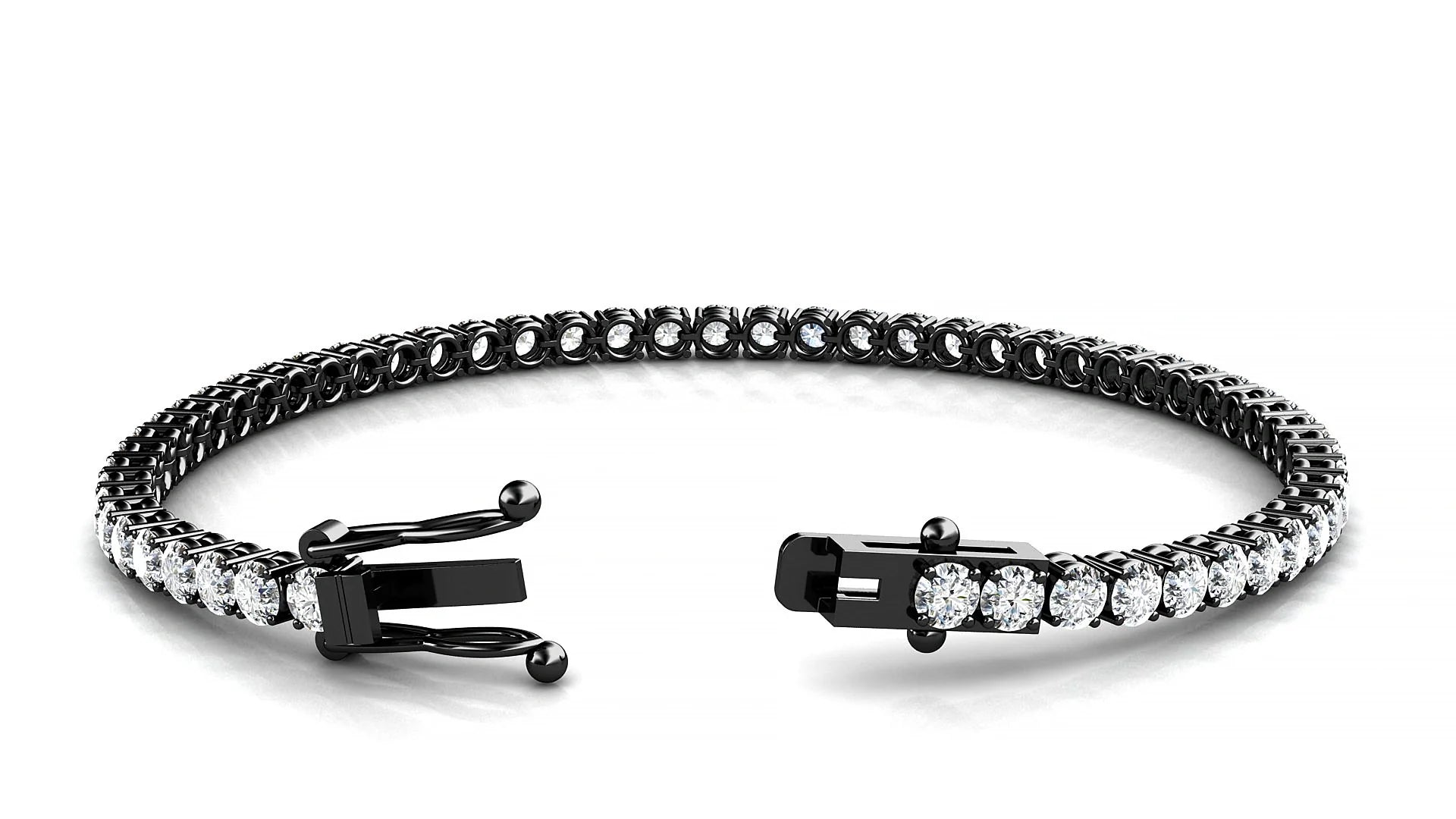 Capri | 18k Black Gold 3 mm Round Lab-Grown Diamond 18 cm Tennis Bracelet