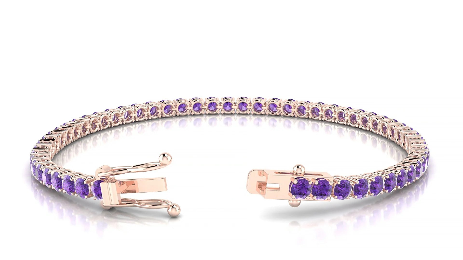 Capri | 18k Rose Gold 3 mm Round Natural Amethyst Tennis Bracelet