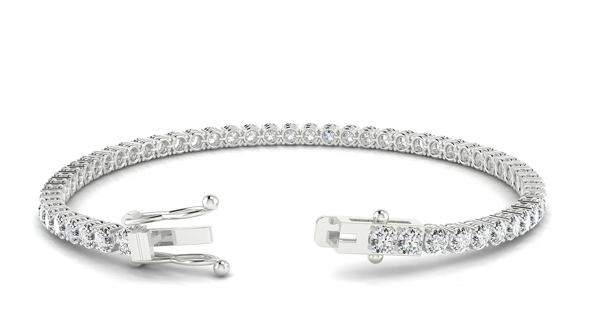 Capri | 18k White Gold 3 mm Round Lab-Grown Diamond 18 cm Tennis Bracelet