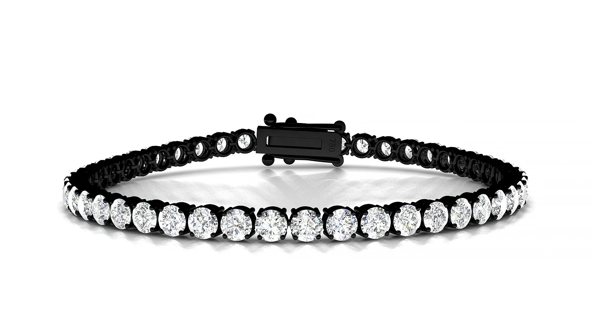 Capri | 18k Black Gold 3.4 mm Round Lab-Grown Diamond 18 cm Tennis Bracelet