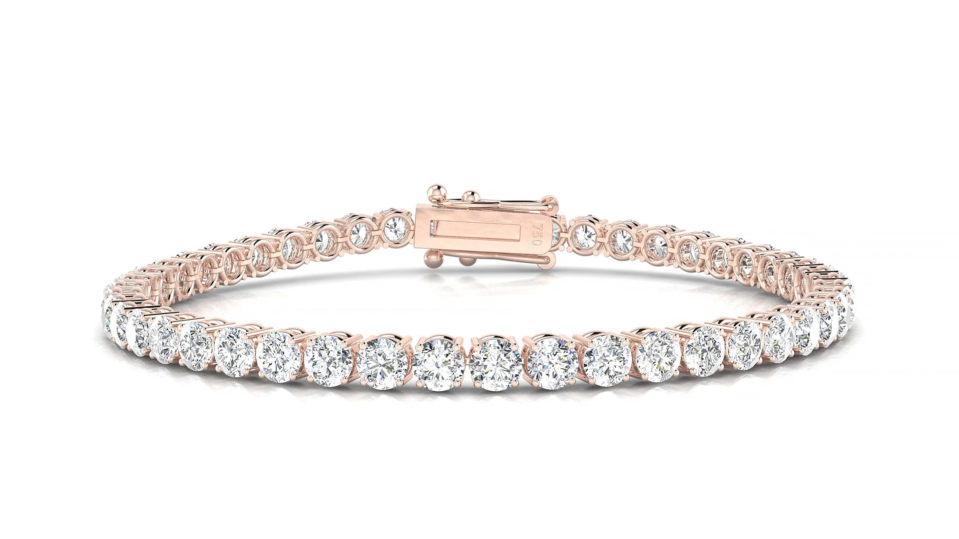 Capri | 18k Rose Gold 3.4 mm Round Lab-Grown Diamond 18 cm Tennis Bracelet