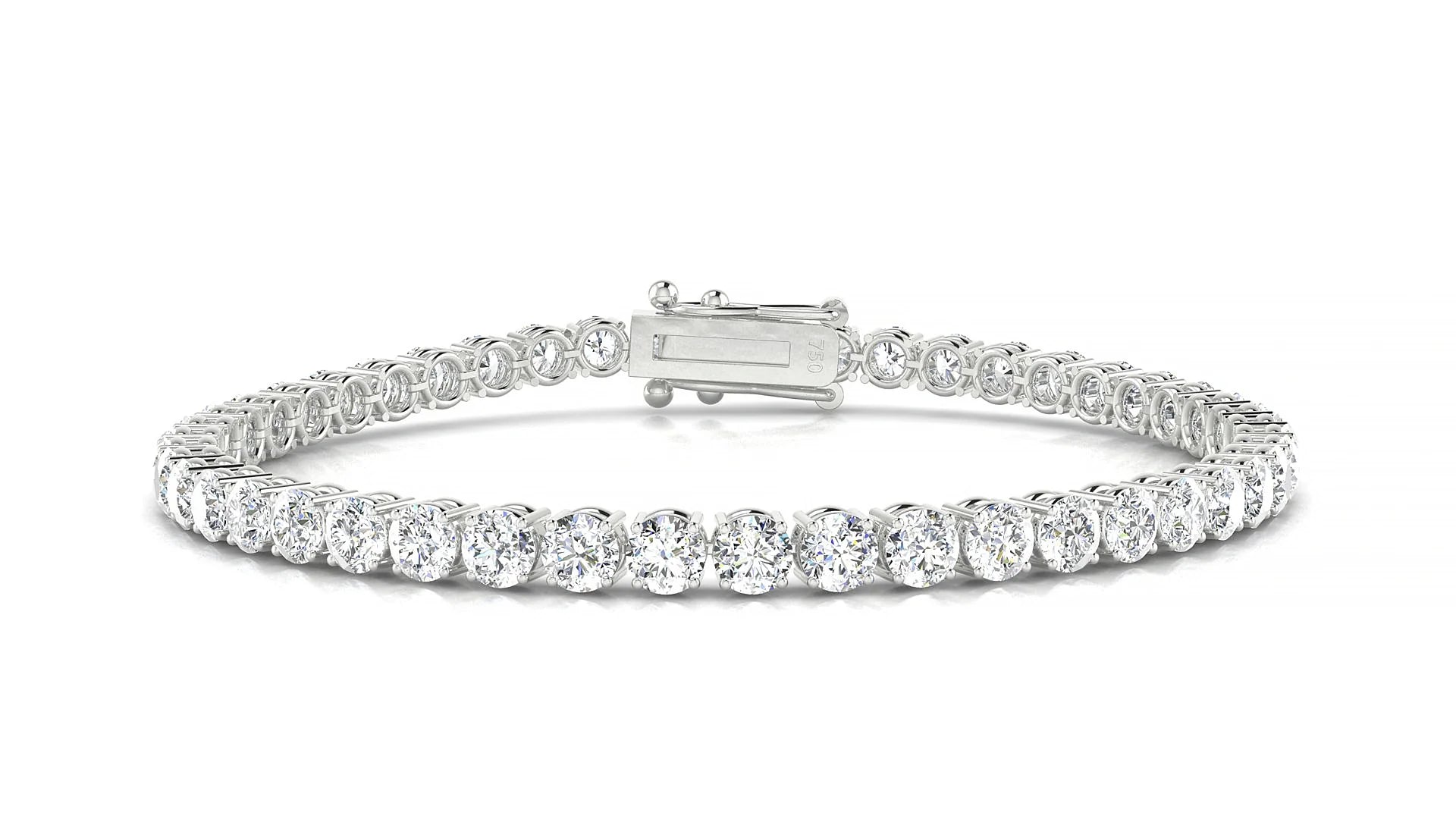 Capri | 18k White Gold 3.4 mm Round Lab-Grown Diamond 18 cm Tennis Bracelet