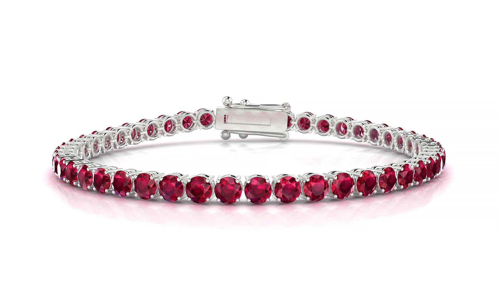 Capri | 18k White Gold 3.4 mm Round Natural Ruby Tennis Bracelet