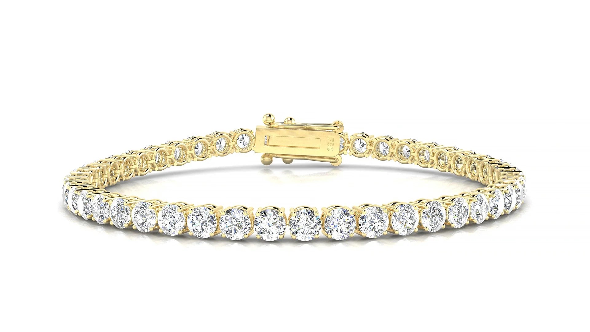 Capri | 18k Yellow Gold 3.4 mm Round Lab-Grown Diamond 18 cm Tennis Bracelet