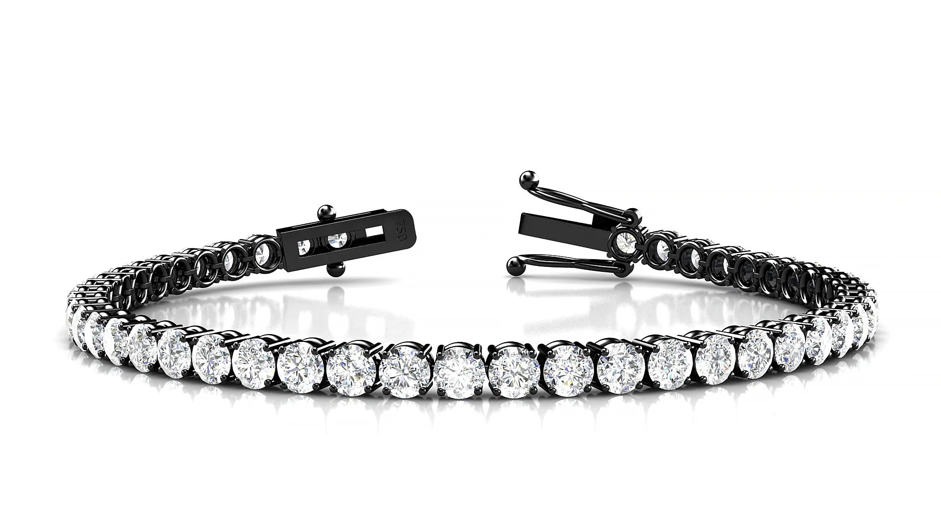Capri | 18k Black Gold 3.4 mm Round Lab-Grown Diamond 18 cm Tennis Bracelet