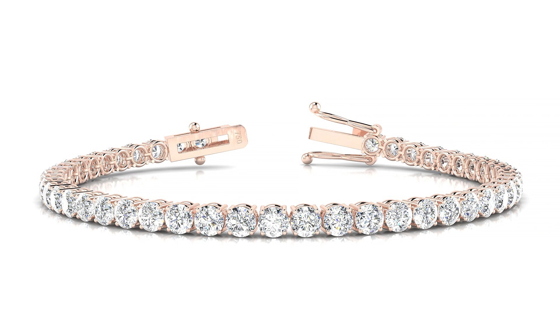 Capri | 18k Rose Gold 3.4 mm Round Natural Diamond 15 cm Tennis Bracelet