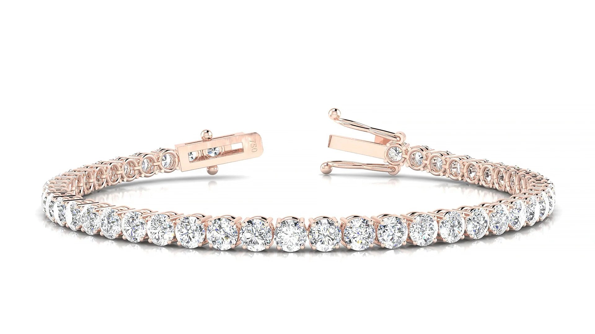 Capri | 18k Rose Gold 3.4 mm Round Lab-Grown Diamond 18 cm Tennis Bracelet