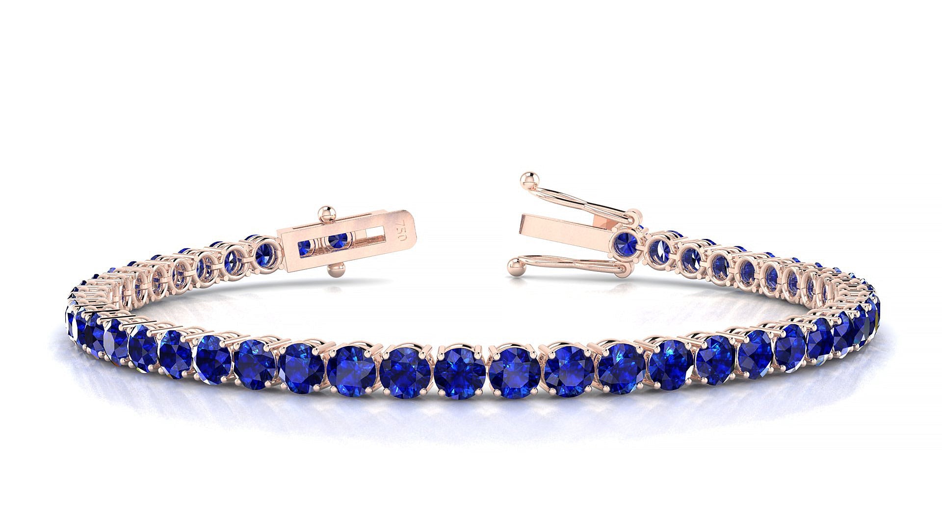 Capri | 18k Rose Gold 3.4 mm Round Natural Sapphire Tennis Bracelet