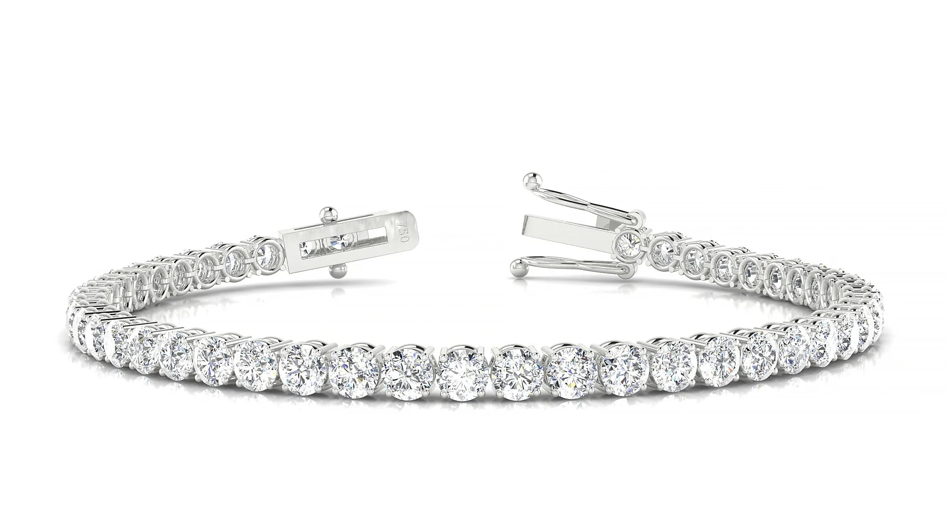 Capri | 18k White Gold 3.4 mm Round Lab-Grown Diamond 18 cm Tennis Bracelet