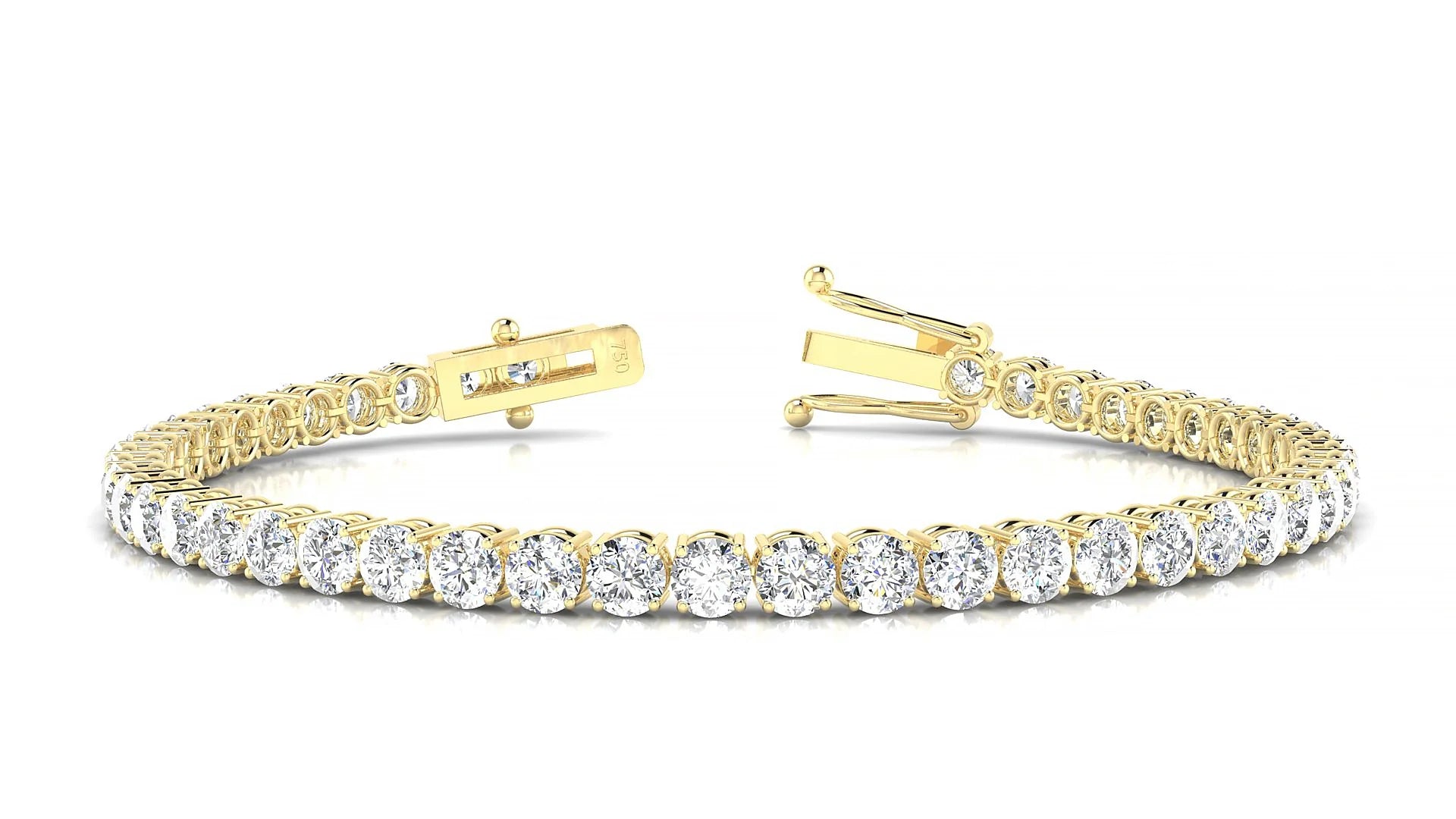 Capri | 18k Yellow Gold 3.4 mm Round Lab-Grown Diamond 18 cm Tennis Bracelet