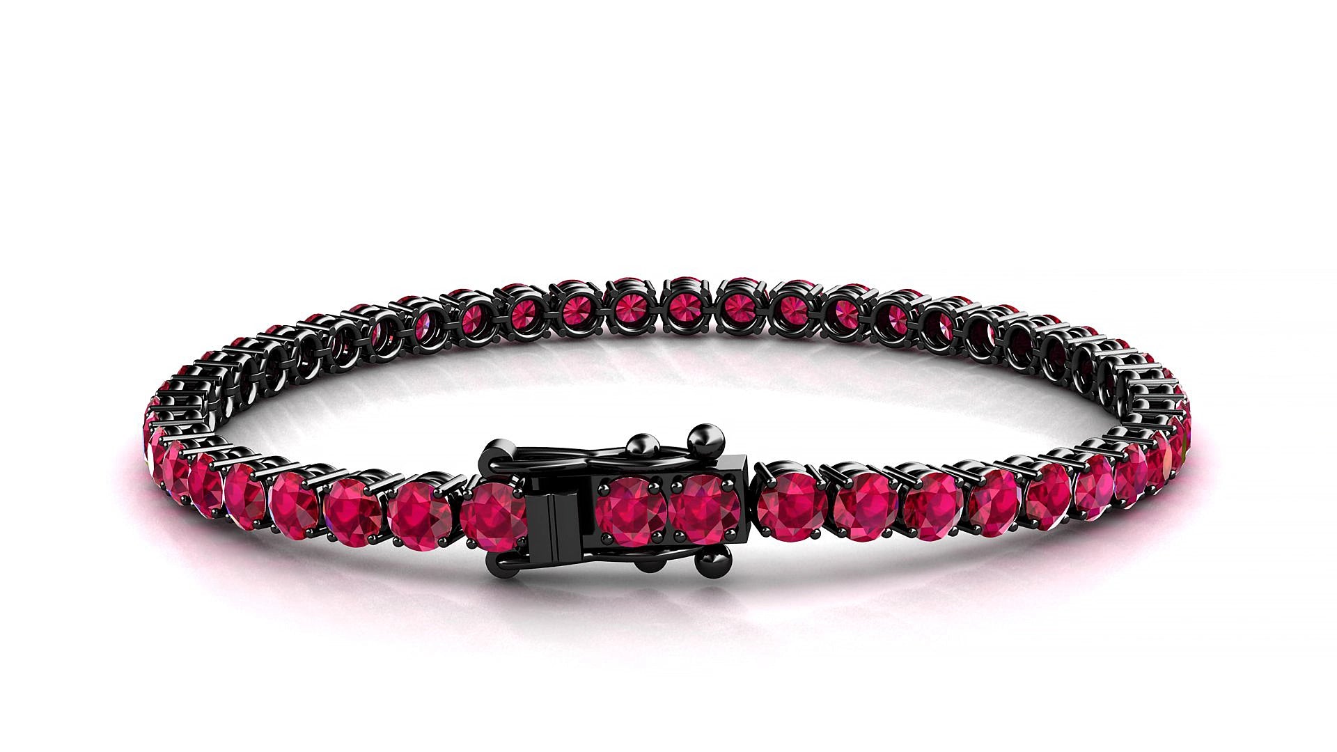 Capri | 18k Black Gold 3.4 mm Round Natural Ruby 15 cm Tennis Bracelet