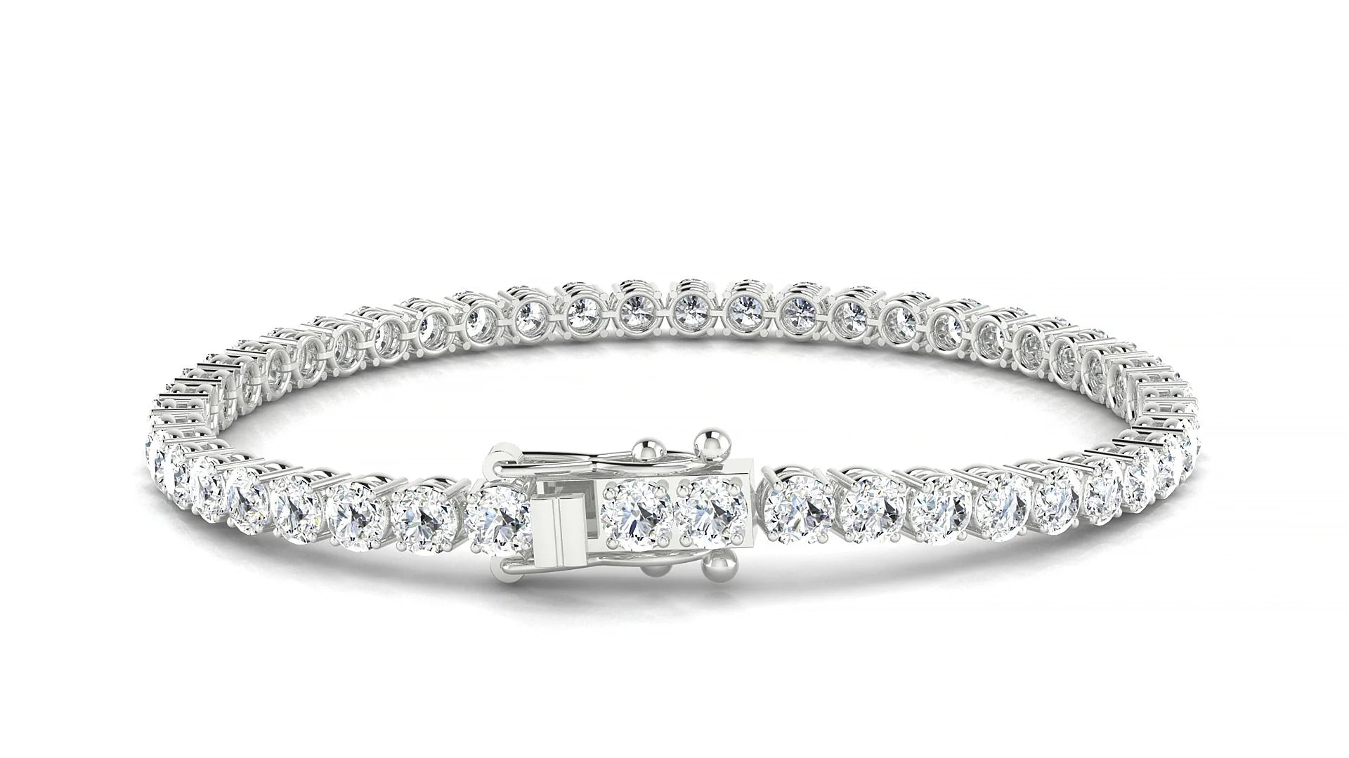 Capri | 18k White Gold 3.4 mm Round Lab-Grown Diamond 18 cm Tennis Bracelet