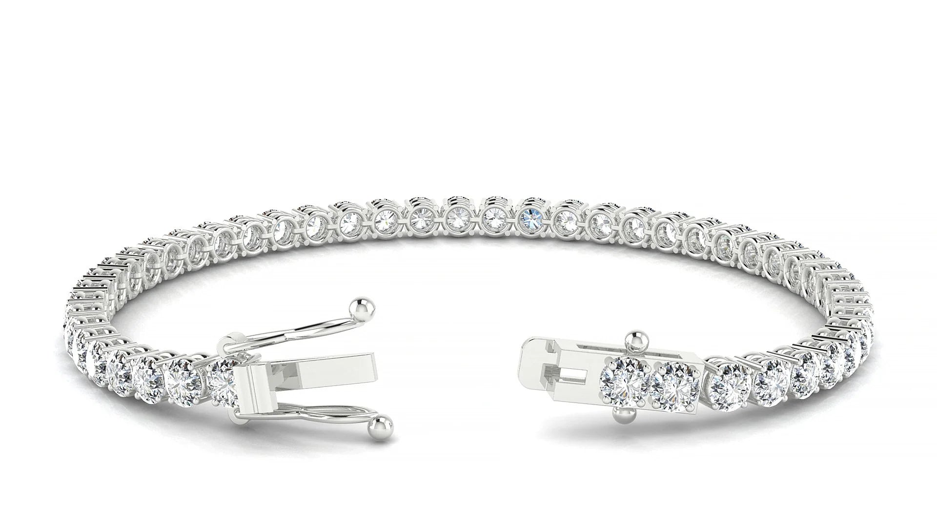 Capri | 18k White Gold 3.4 mm Round Lab-Grown Diamond 18 cm Tennis Bracelet