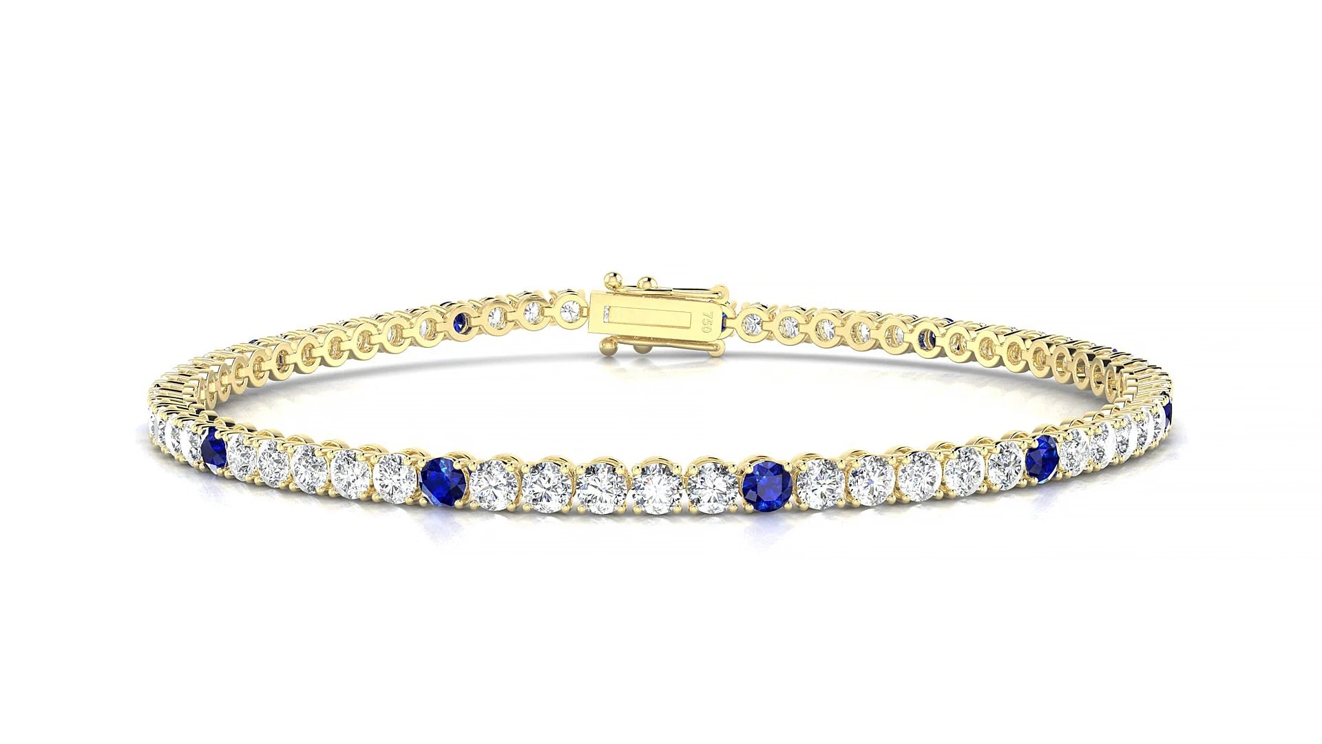 Firenze 1-5 | 18k Yellow Gold 2.5 mm Round Natural Sapphire & Diamond Tennis Bracelet