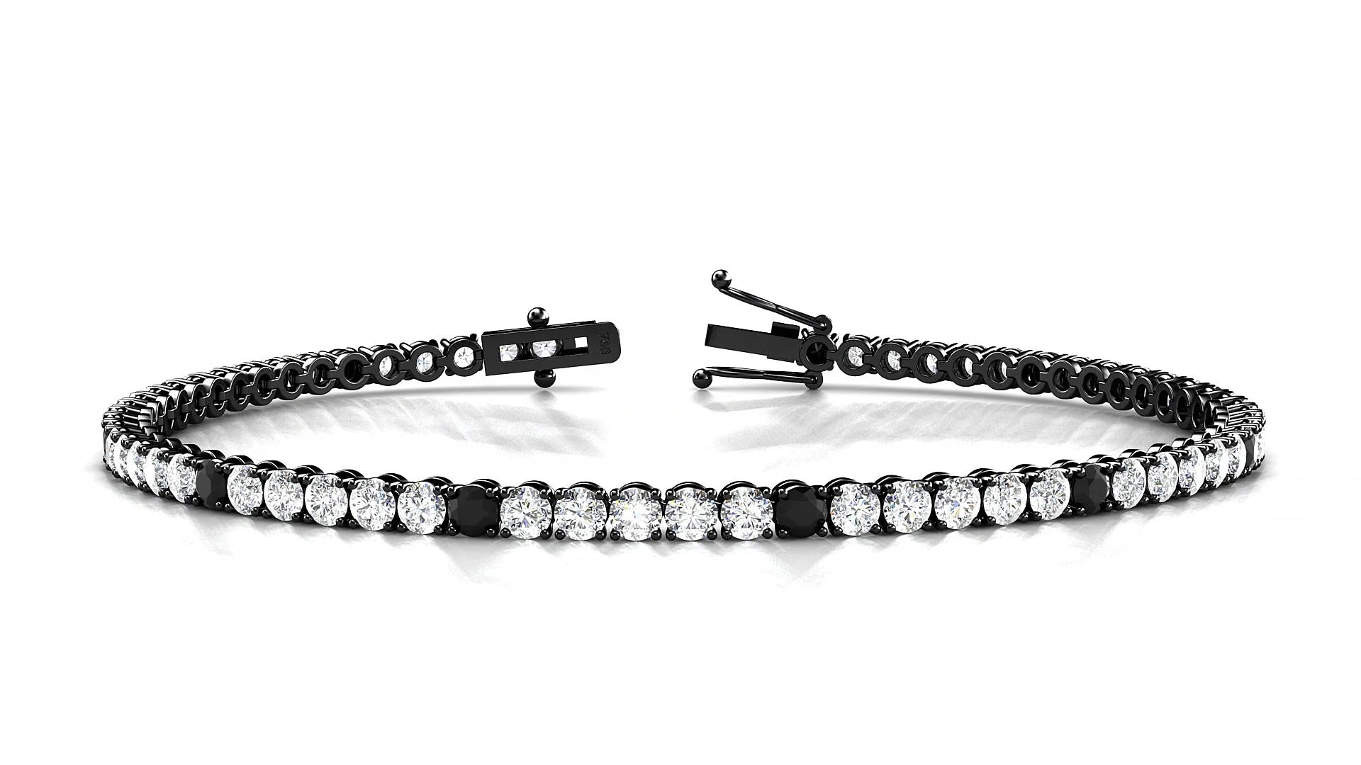 Firenze 1-5 | 18k Black Gold 2.5 mm Round Natural Black Diamond & Diamond Tennis Bracelet