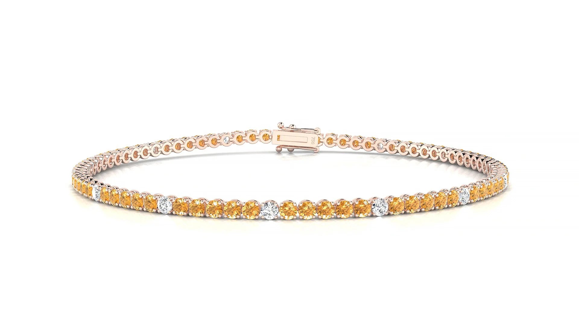 Firenze 5-1 | 18k Rose Gold 2 mm Round Natural Citrine & Diamond Tennis Bracelet
