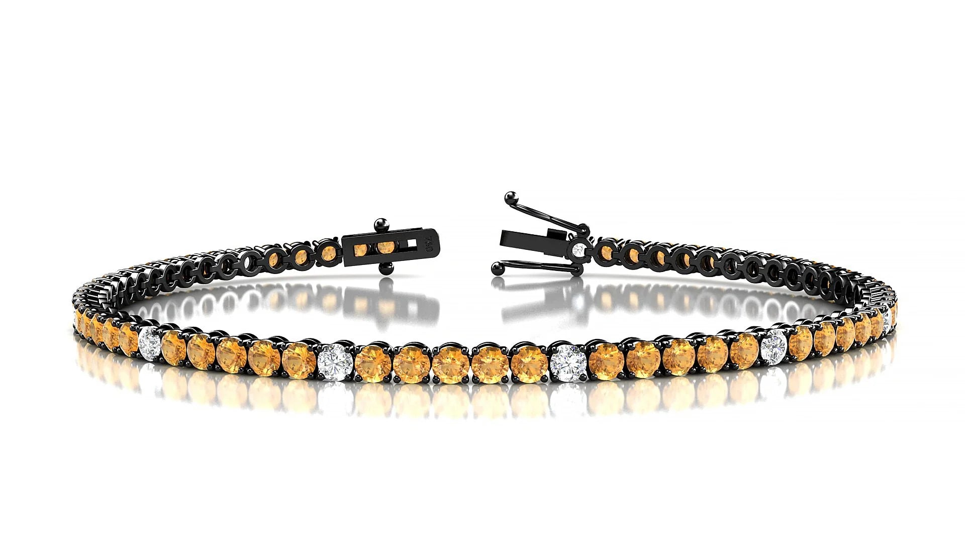 Firenze 5-1 | 18k Black Gold 2.5 mm Round Natural Citrine & Diamond Tennis Bracelet