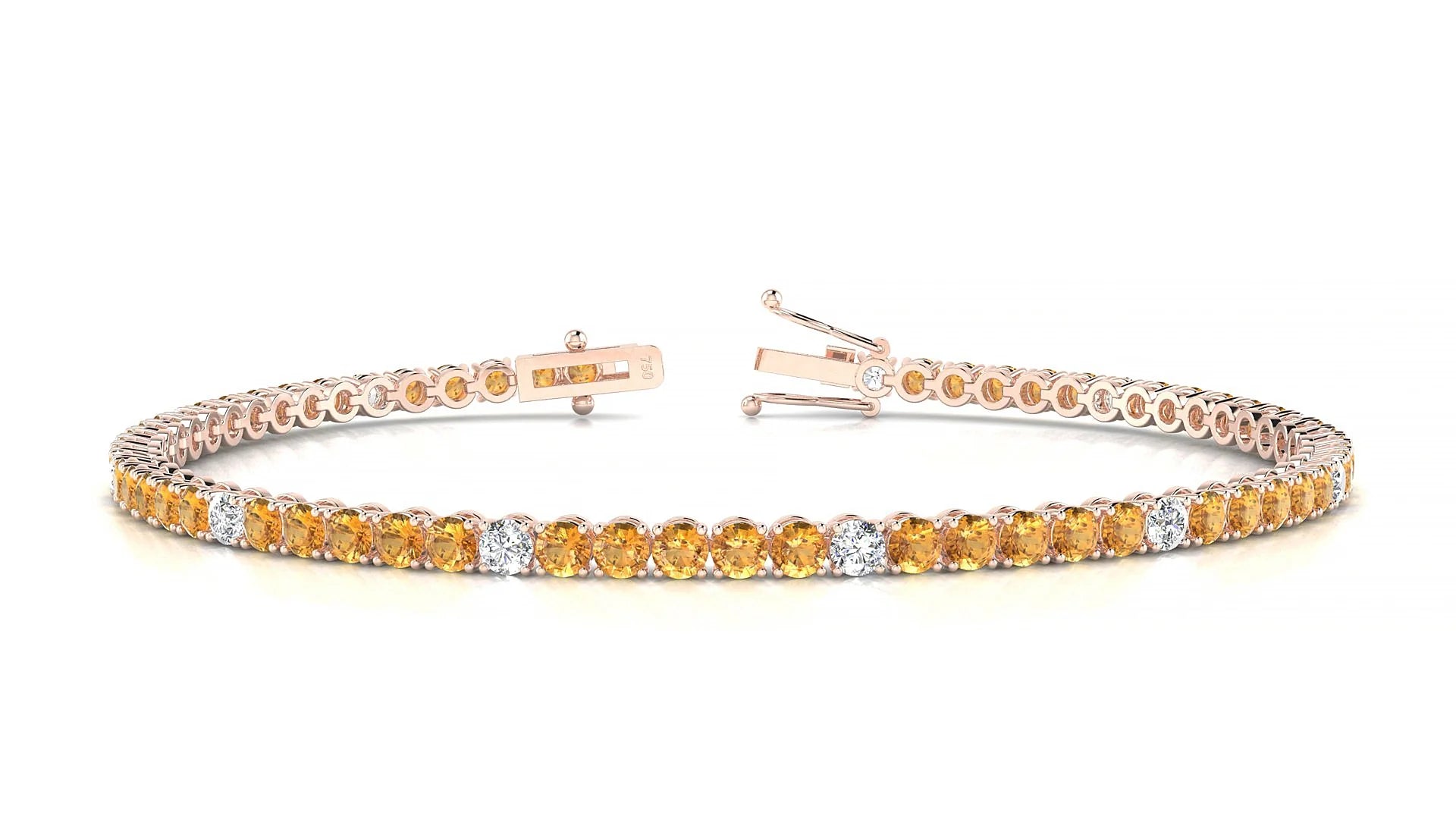 Firenze 5-1 | 18k Rose Gold 2.5 mm Round Natural Citrine & Diamond Tennis Bracelet