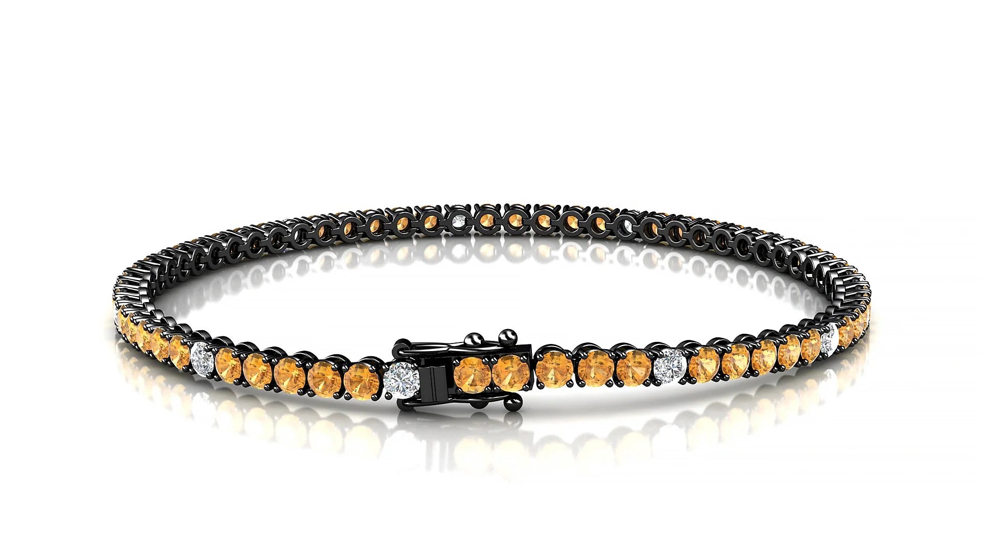 Firenze 5-1 | 18k Black Gold 2.5 mm Round Natural Citrine & Diamond Tennis Bracelet