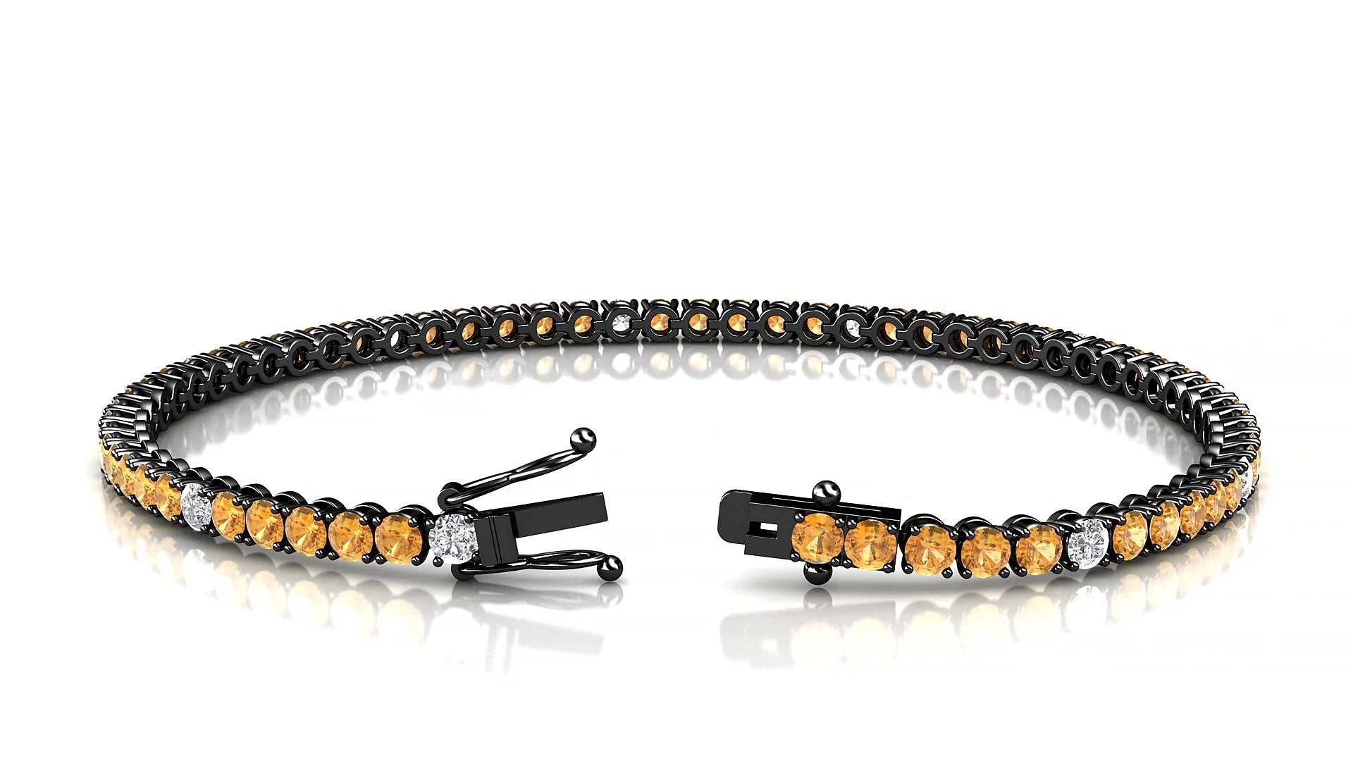 Firenze 5-1 | 18k Black Gold 2.5 mm Round Natural Citrine & Diamond Tennis Bracelet